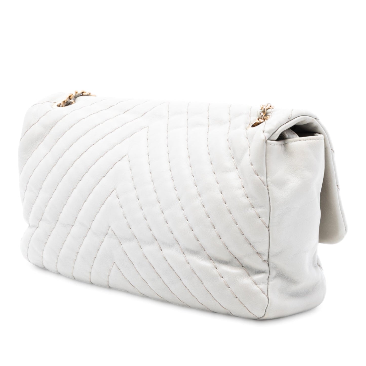 Chanel Jumbo Chevron Calfskin Surpique Flap