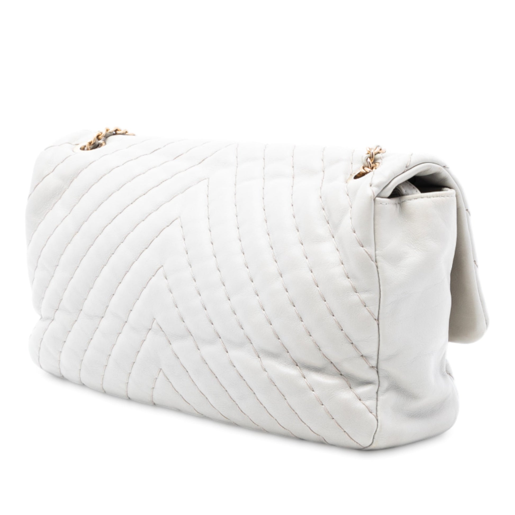 Chanel Jumbo Chevron Calfskin Surpique Flap