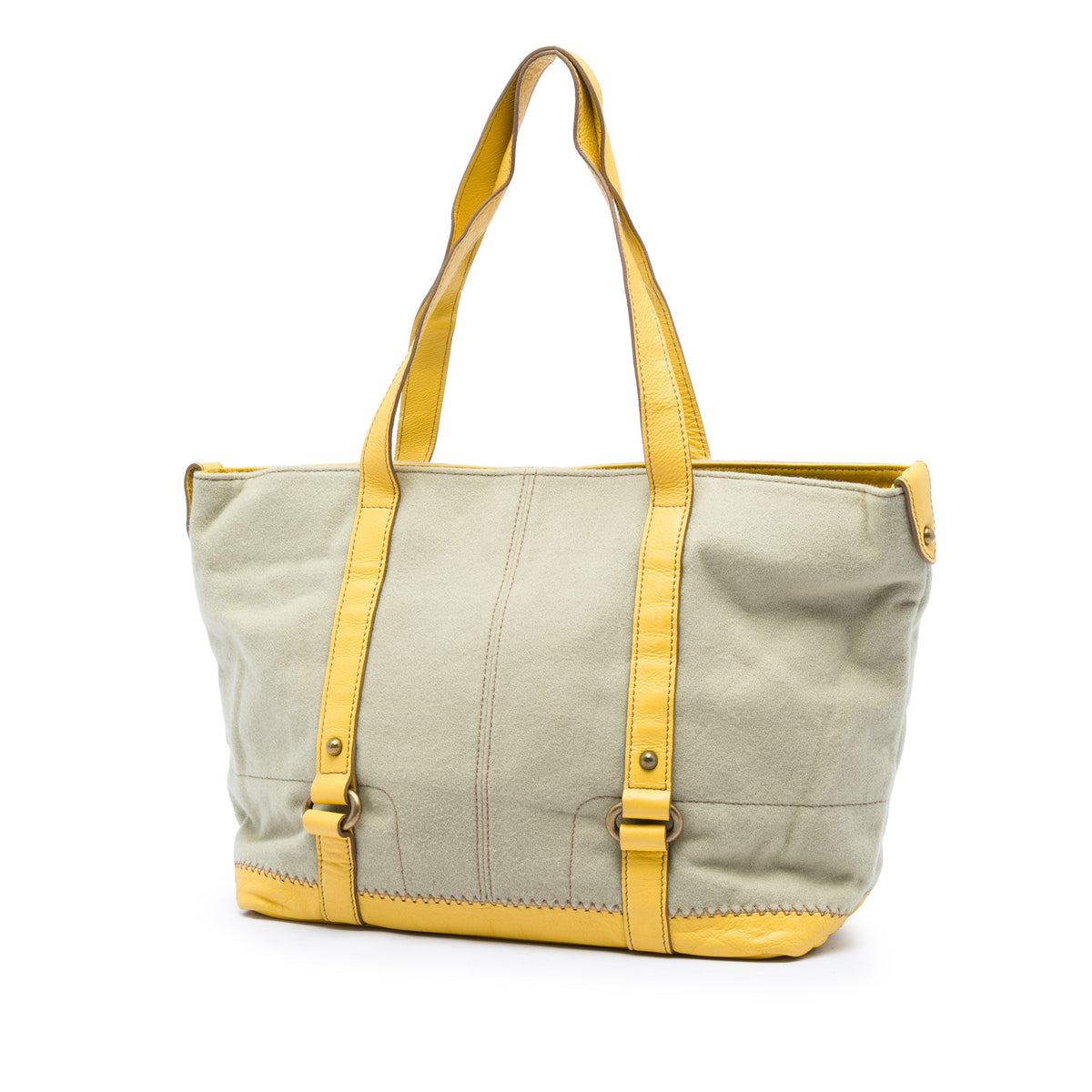 Burberry Leather Trimmed Canvas Tote