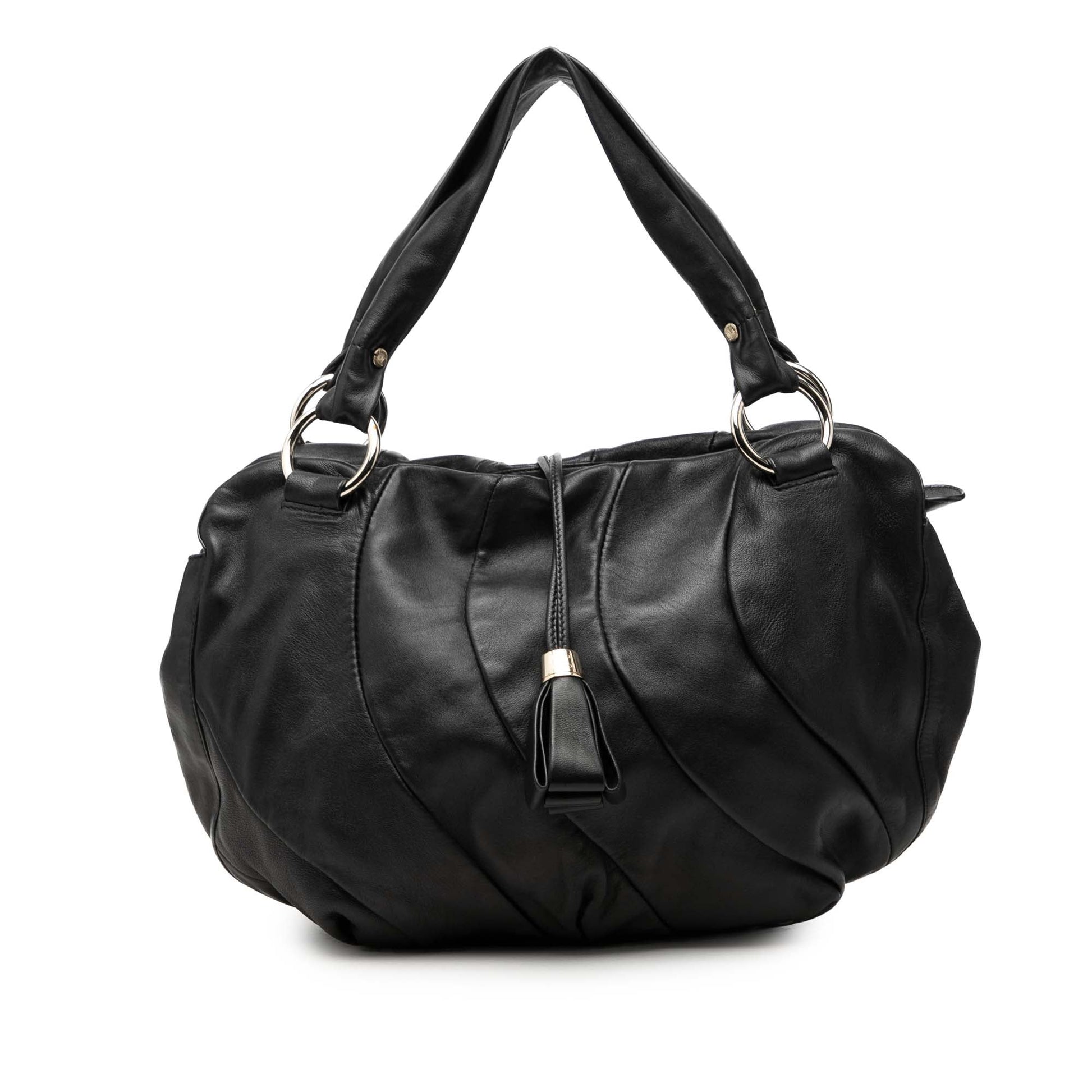 Celine Calfskin Pleated Bittersweet Hobo