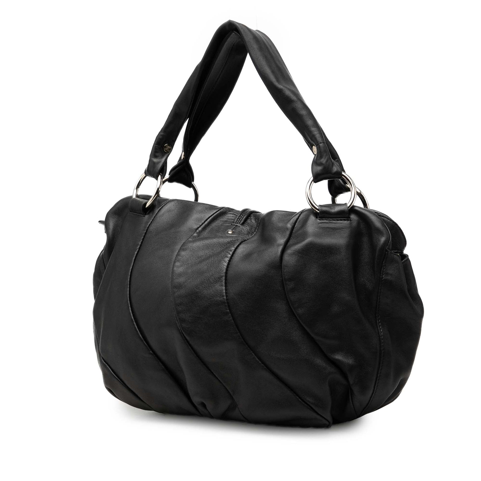 Celine Calfskin Pleated Bittersweet Hobo