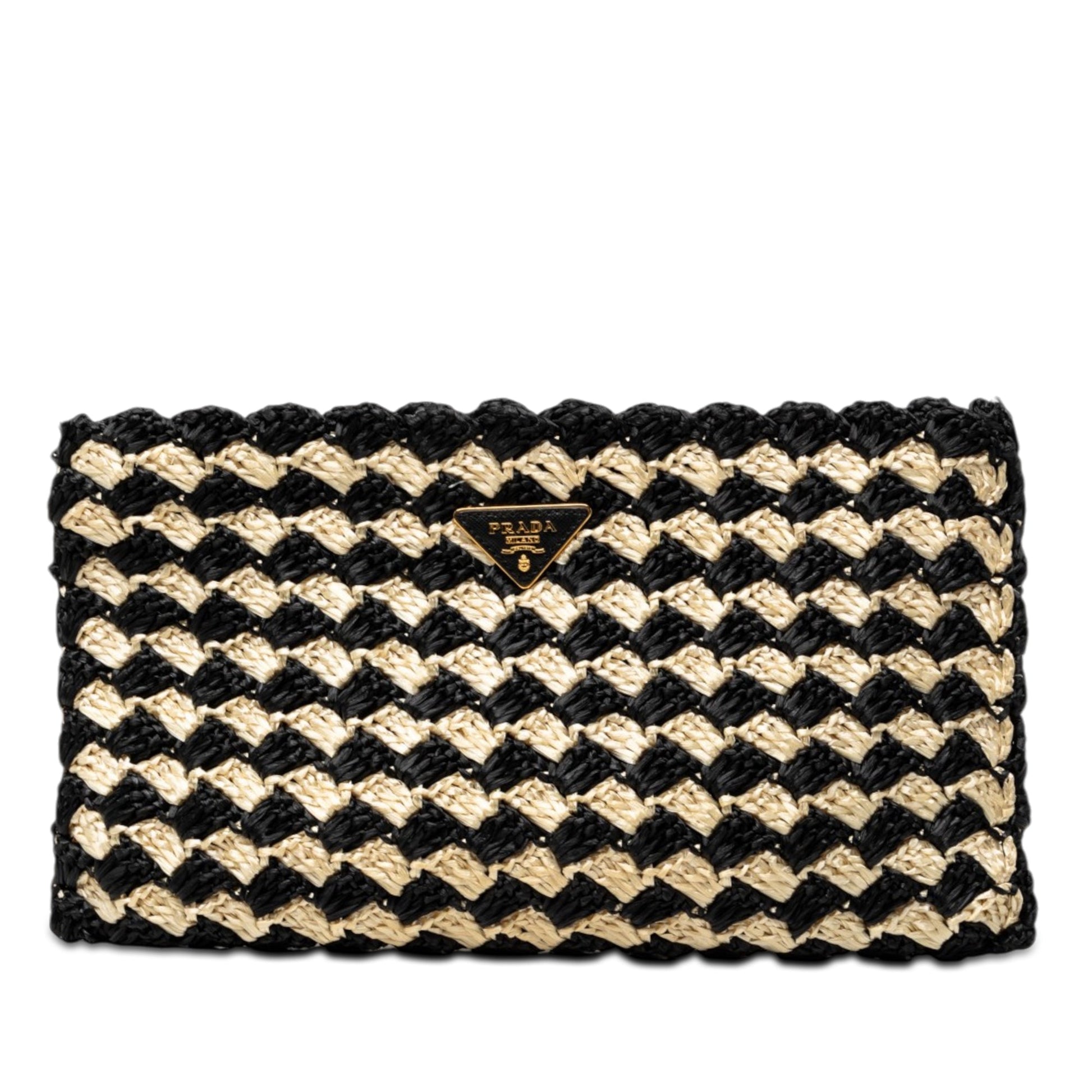Prada Raffia Crochet Clutch