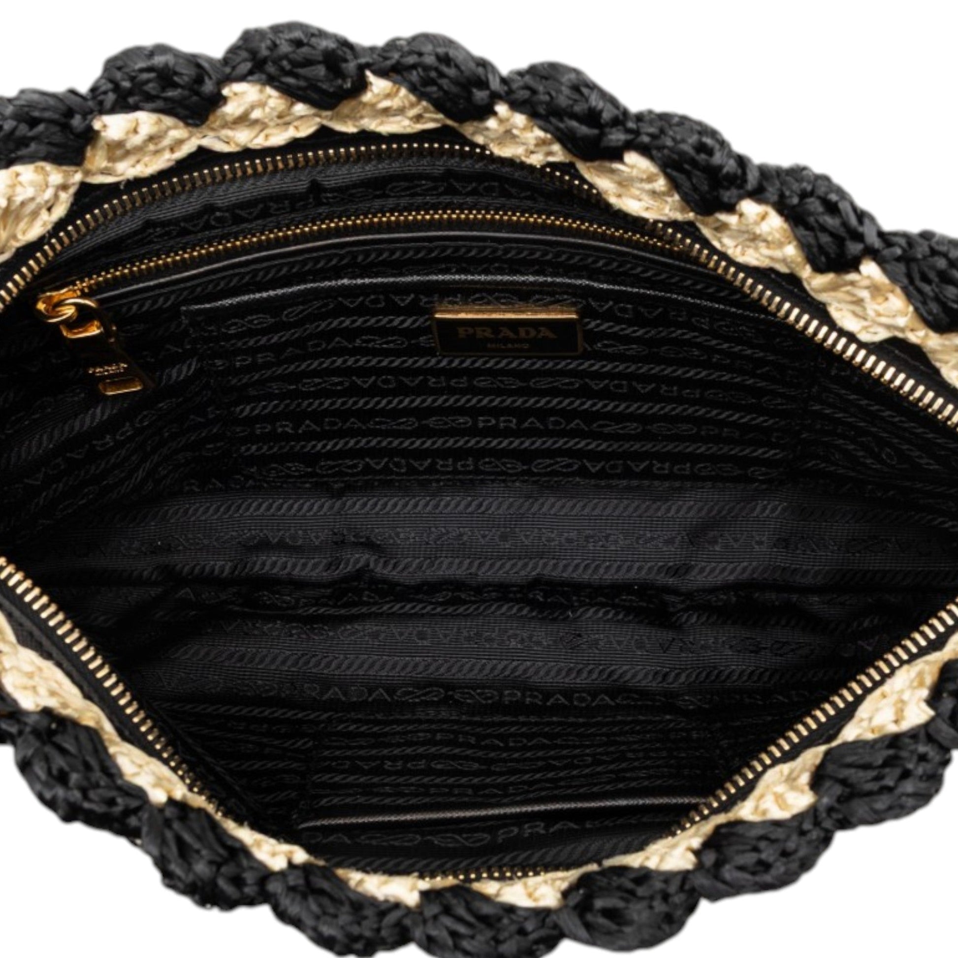 Prada Raffia Crochet Clutch