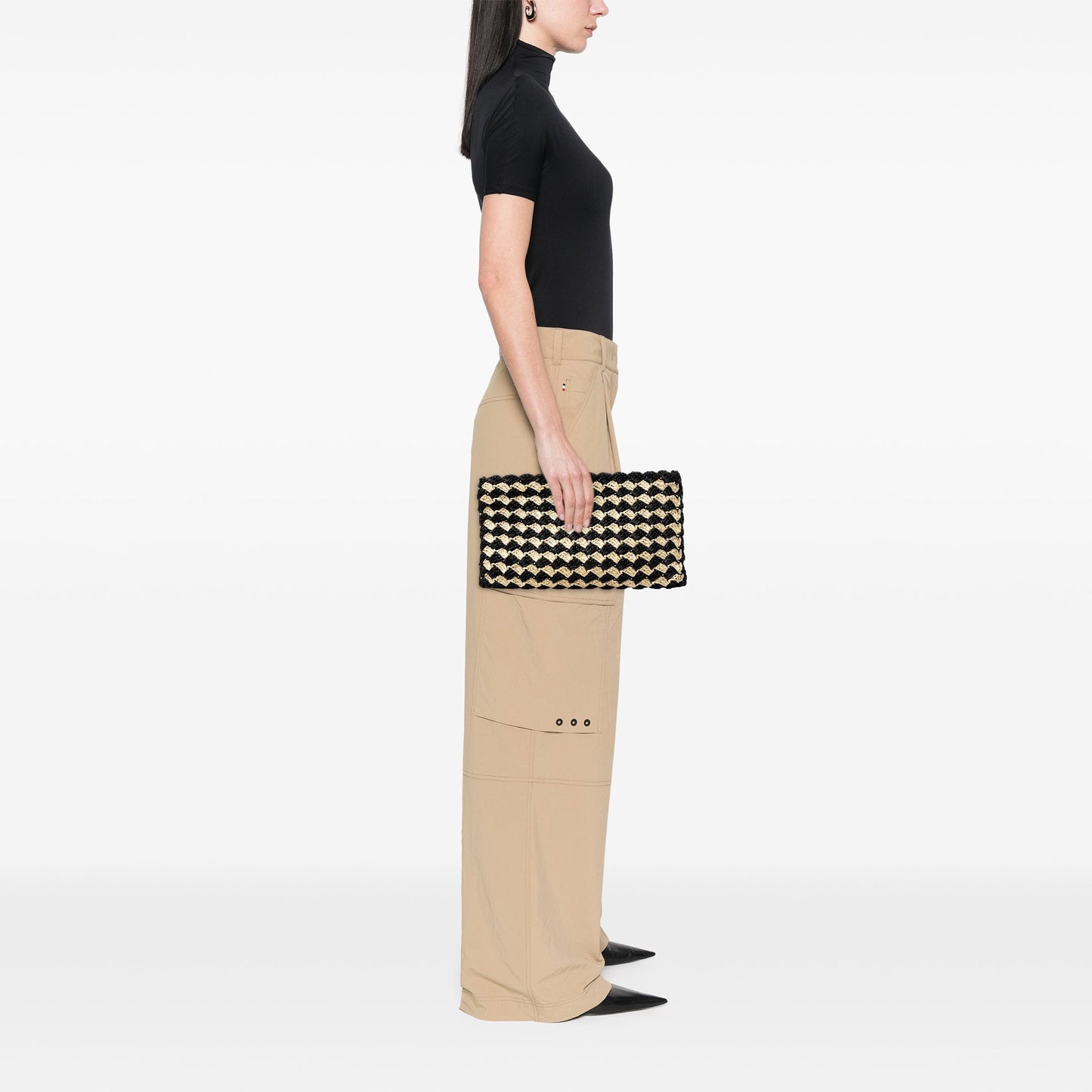 Prada Raffia Crochet Clutch