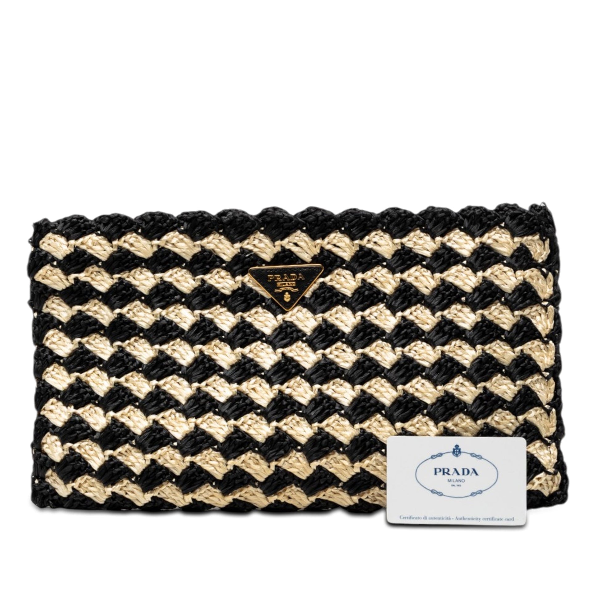 Prada Raffia Crochet Clutch