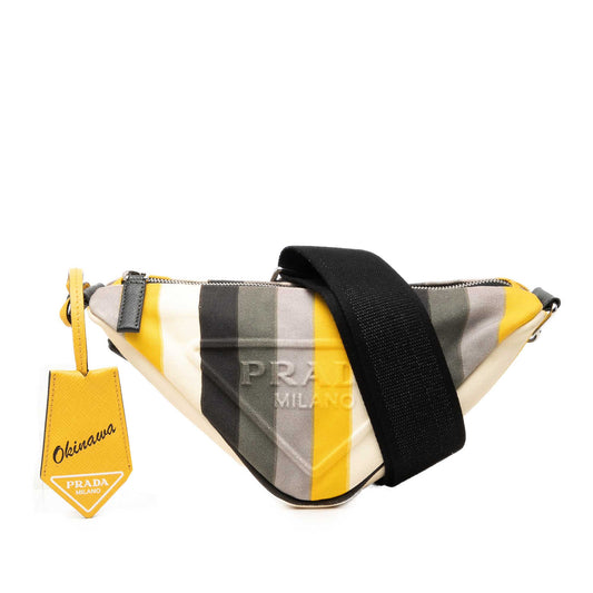 Prada Canvas Canapa Baiadera Triangle Logo Crossbody