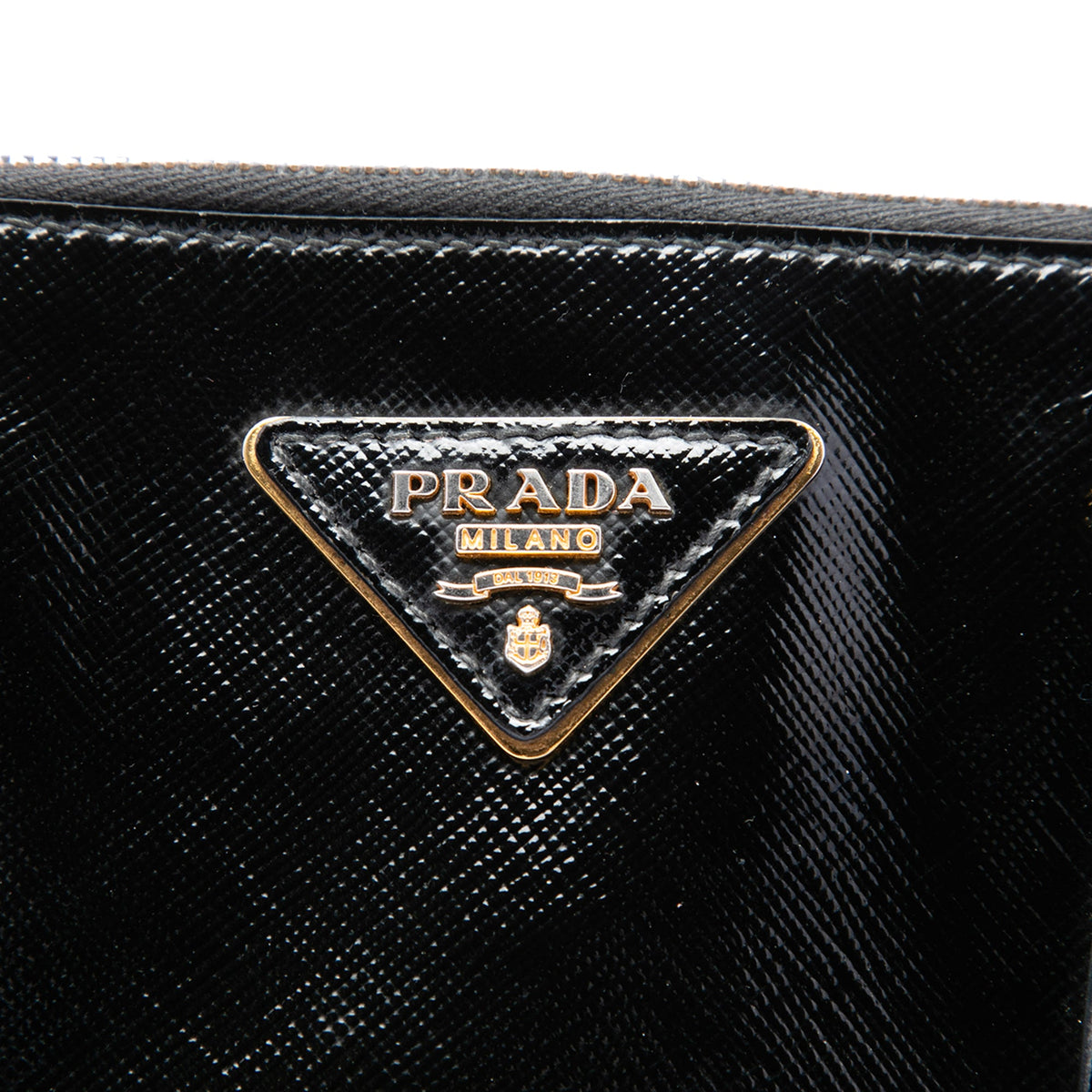 Prada Medium Saffiano Vernice Promenade Satchel — Black