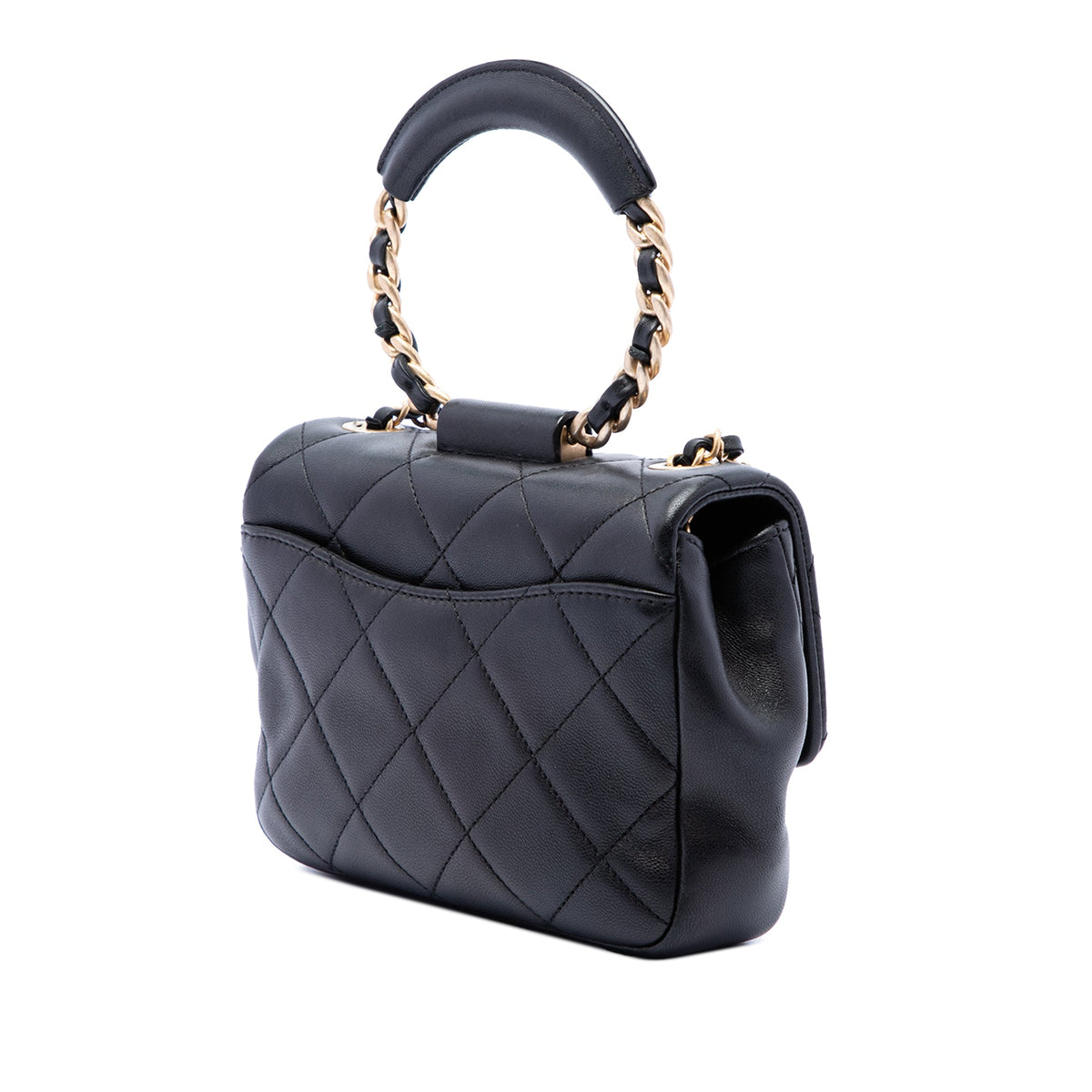 Chanel Mini Quilted Lambskin In The Loop Flap — Black
