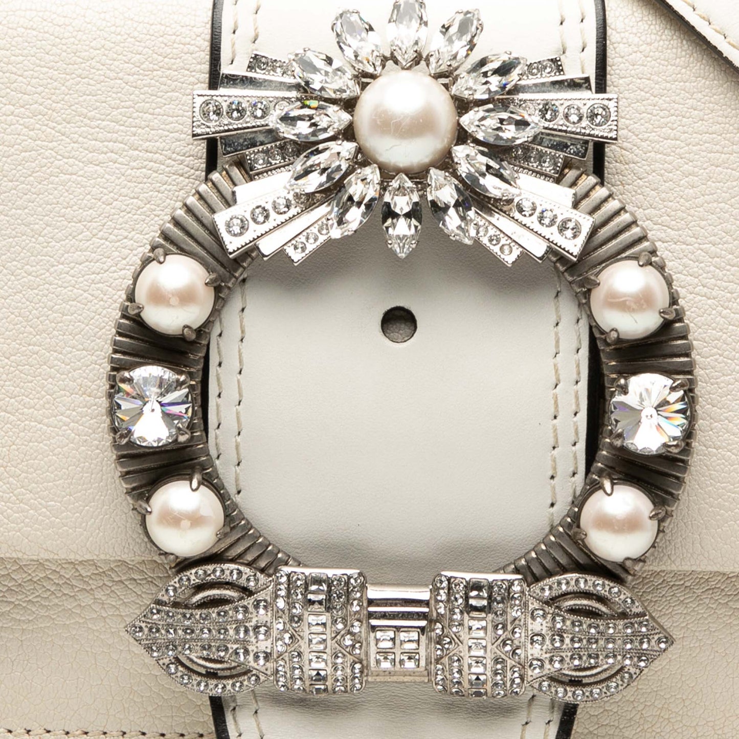 Miu Miu Goatskin Madras Soft Calf Crystal Embellished Crossbody