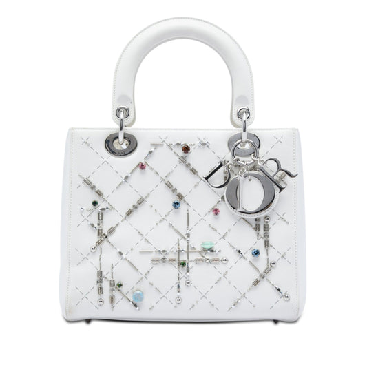 Dior Medium Calfskin Beads And Rhinestone Embellished Lady Dior