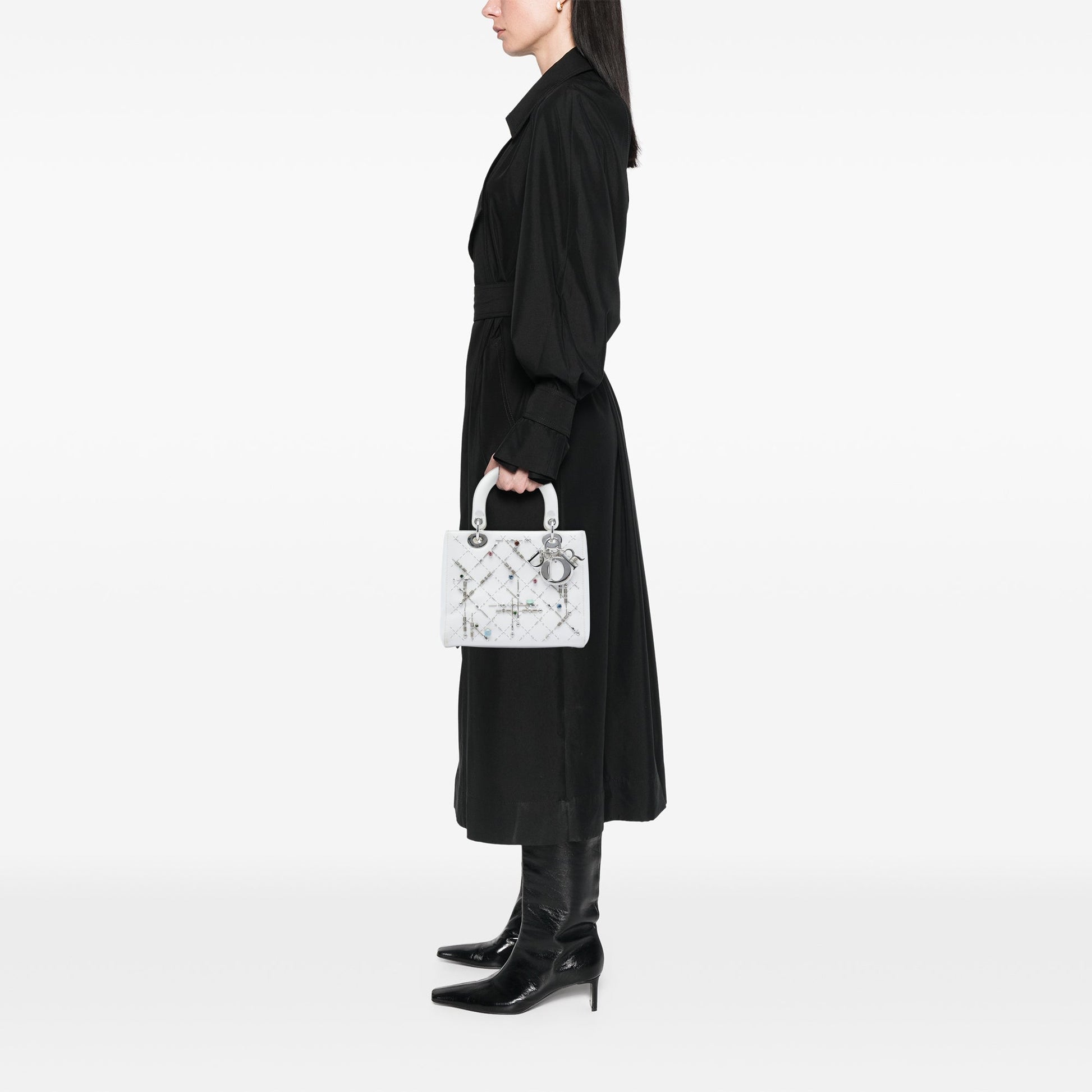 Dior Medium Calfskin Beads And Rhinestone Embellished Lady Dior