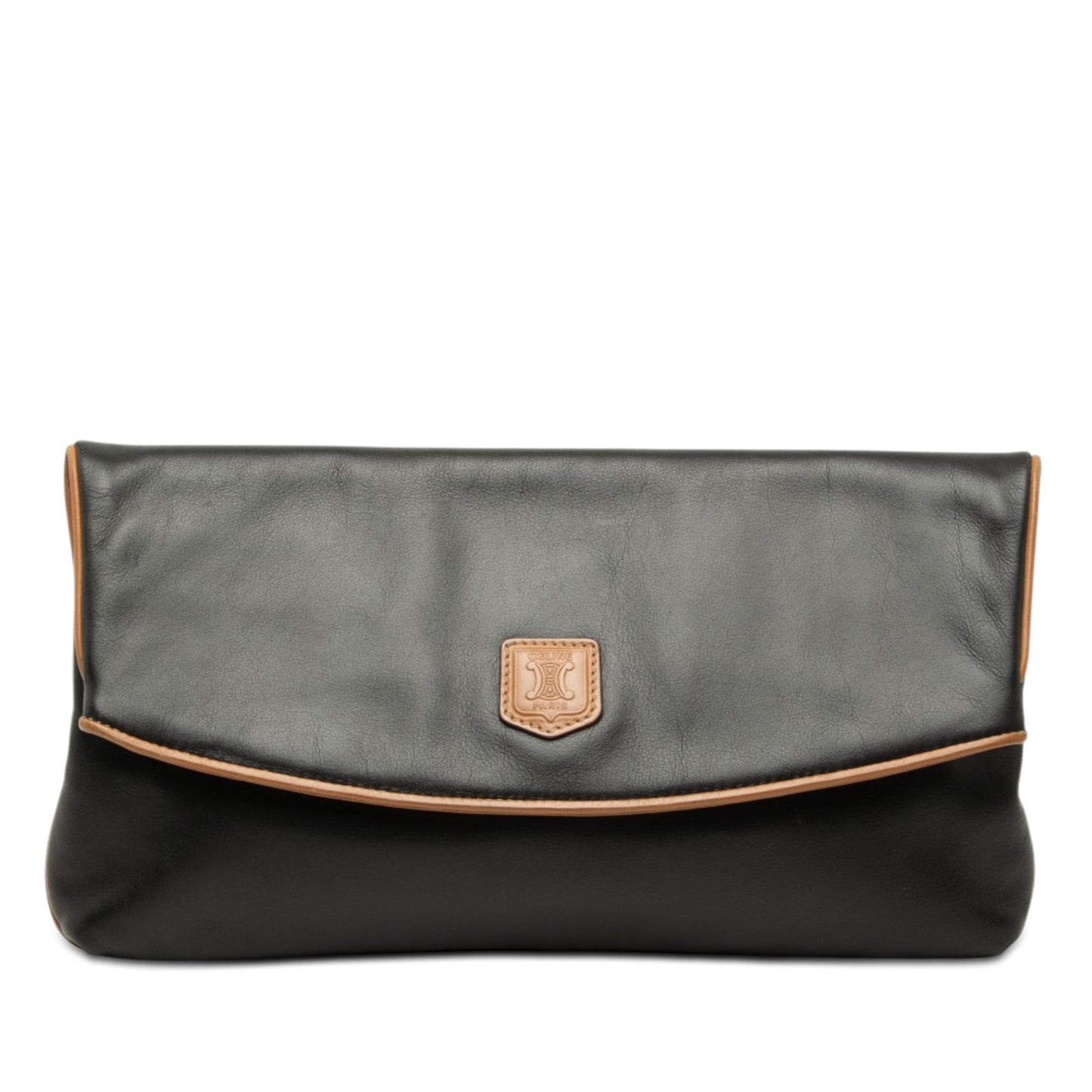 Celine Leather Triomphe Foldover Clutch