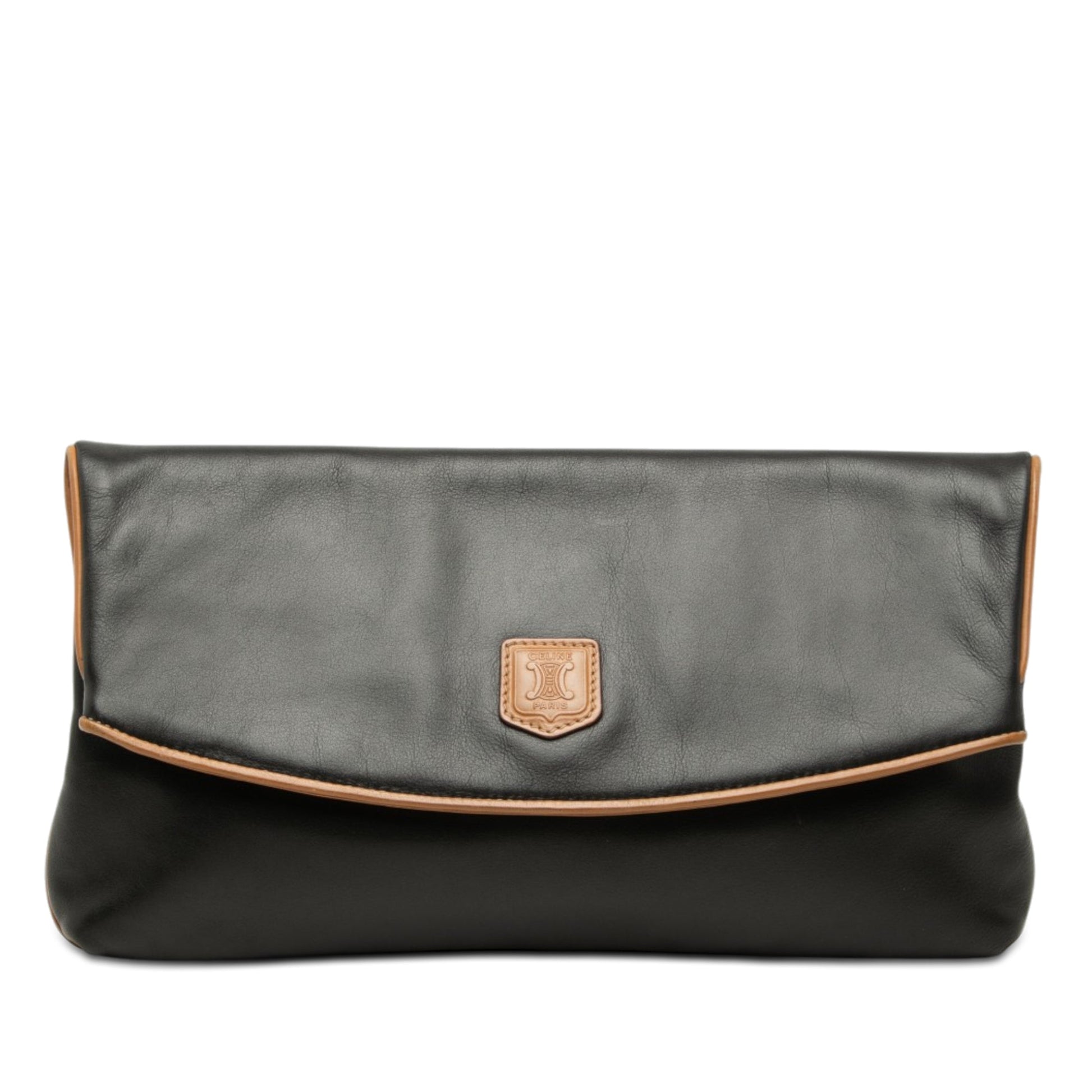 Celine Leather Triomphe Foldover Clutch
