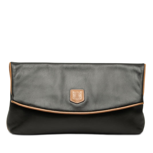 Celine Leather Triomphe Foldover Clutch