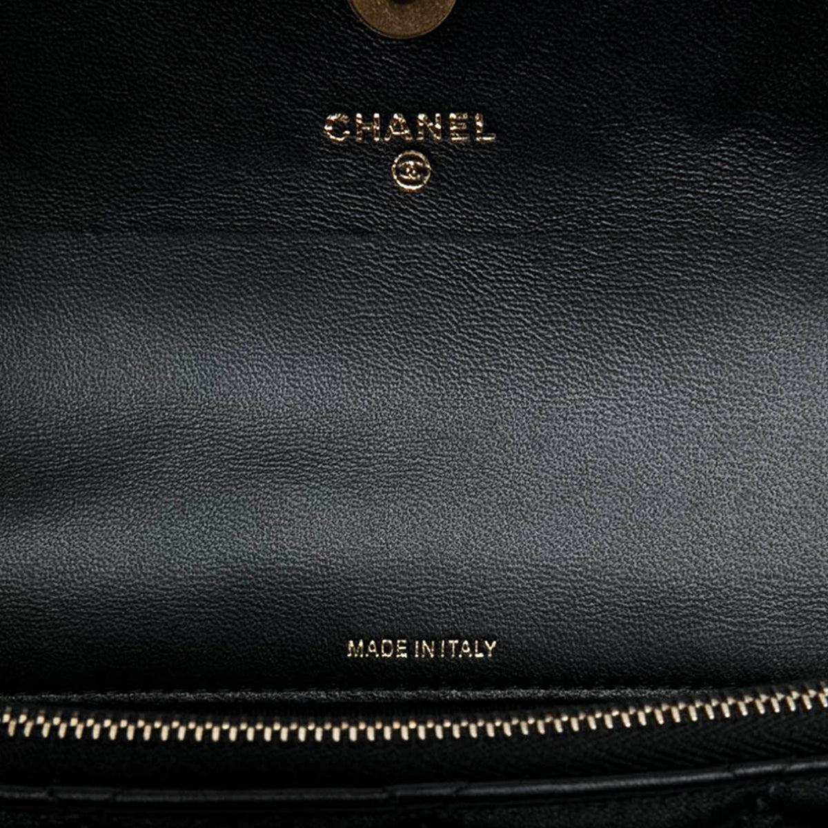 Chanel CC Quilted Lambskin Flap Phone Holder with Chain — Black