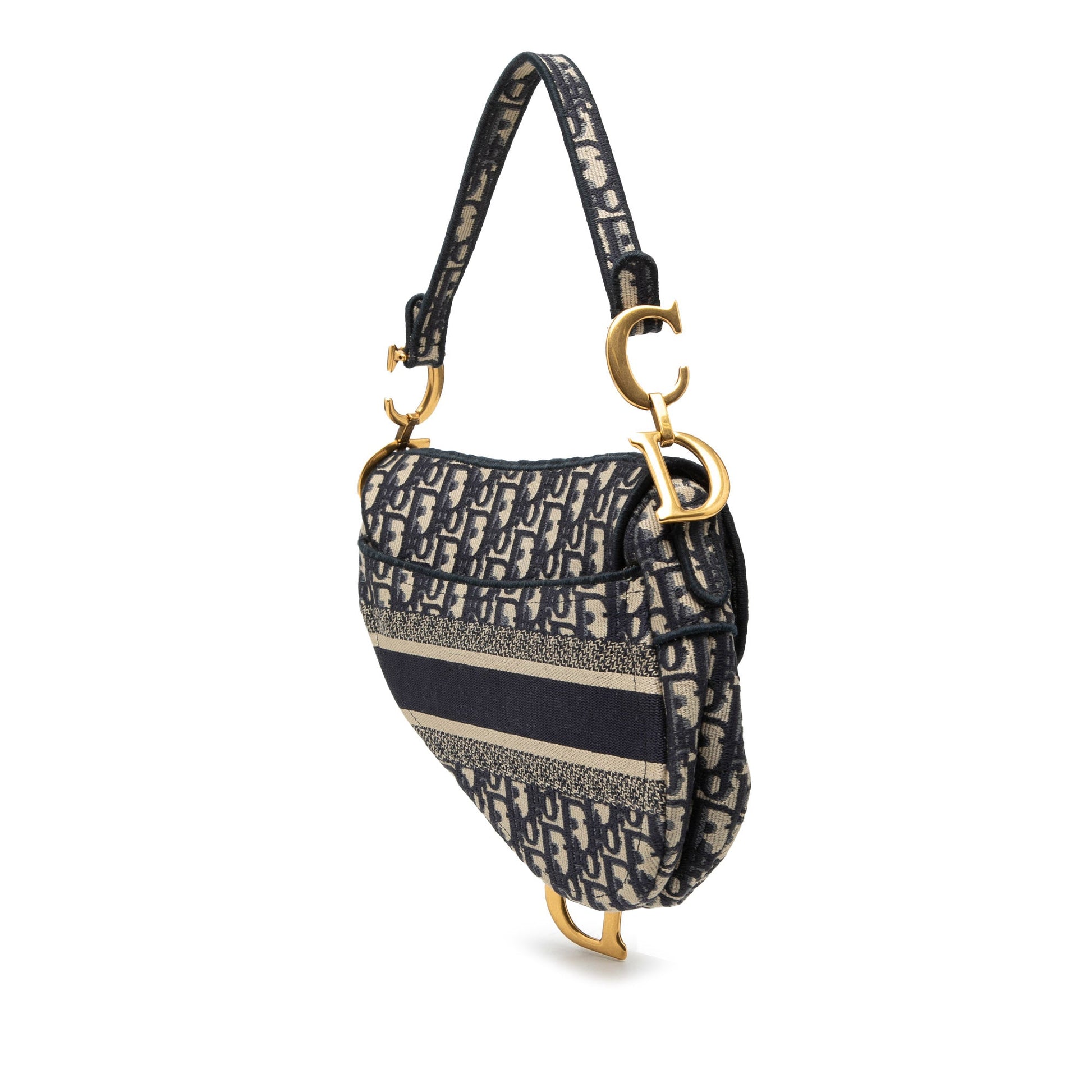 Oblique Embroidered Canvas Saddle Bag