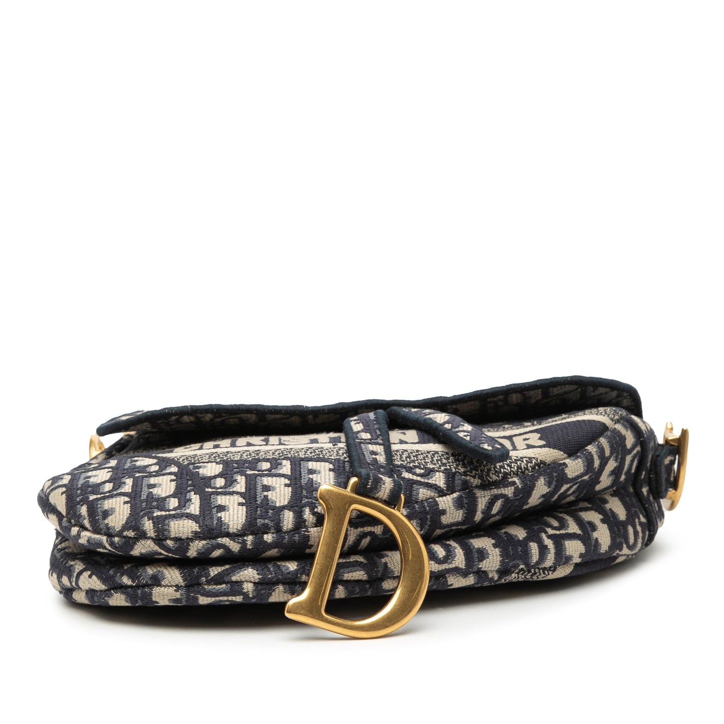 Oblique Embroidered Canvas Saddle Bag