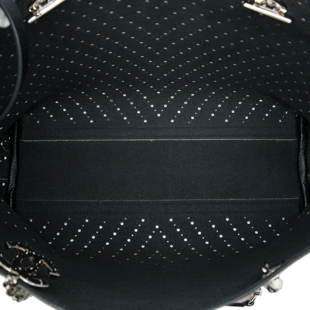 Chanel CC Perforated Chevron Caviar Shopping Tote