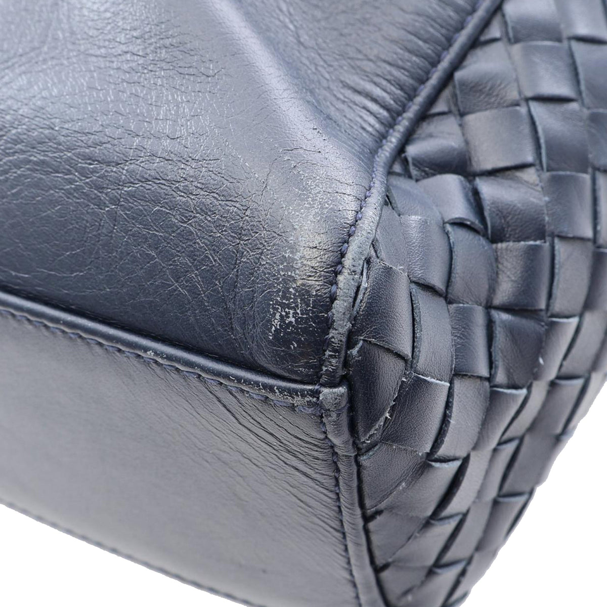 Bottega Veneta Nappa Intrecciato Satchel — Blue