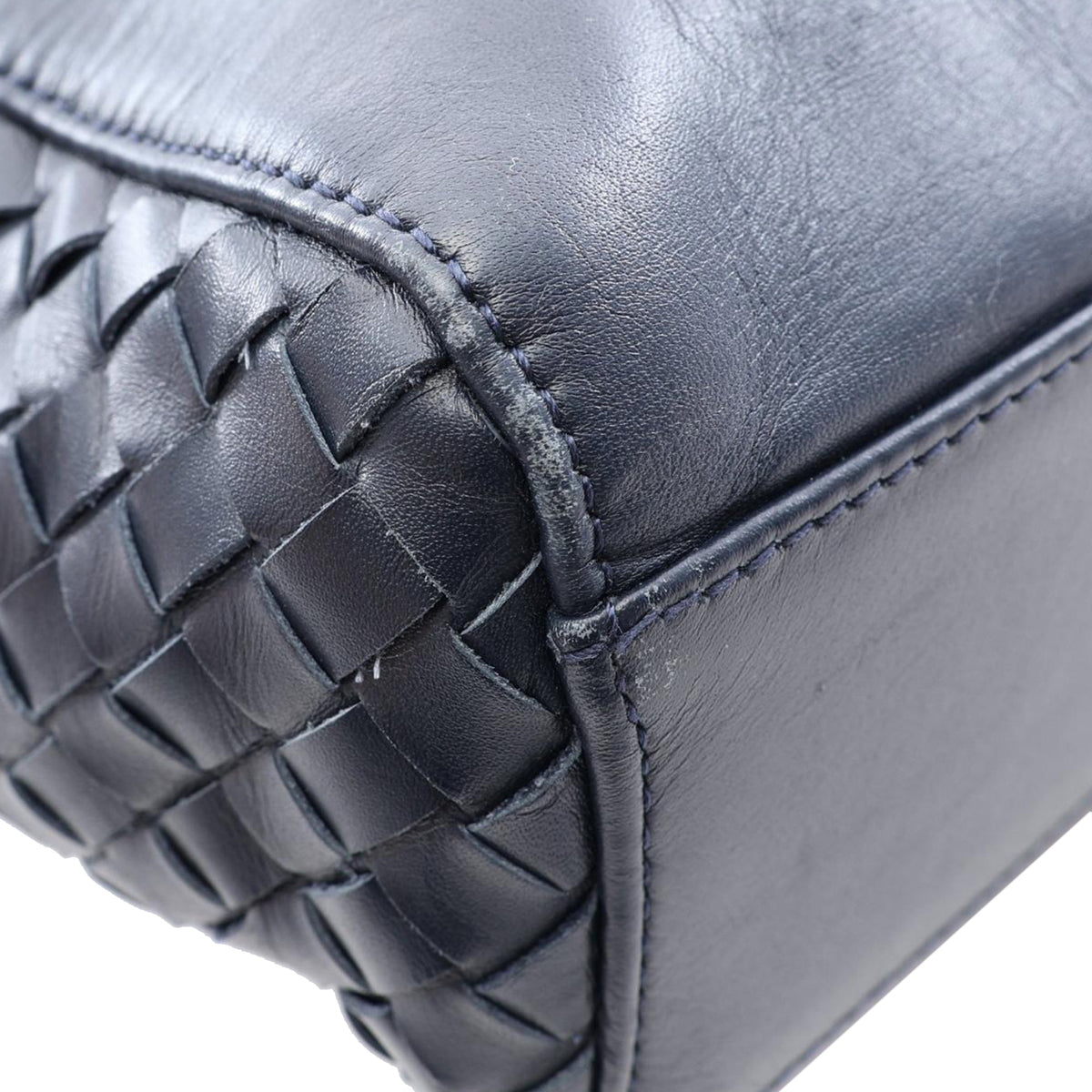 Bottega Veneta Nappa Intrecciato Satchel — Blue