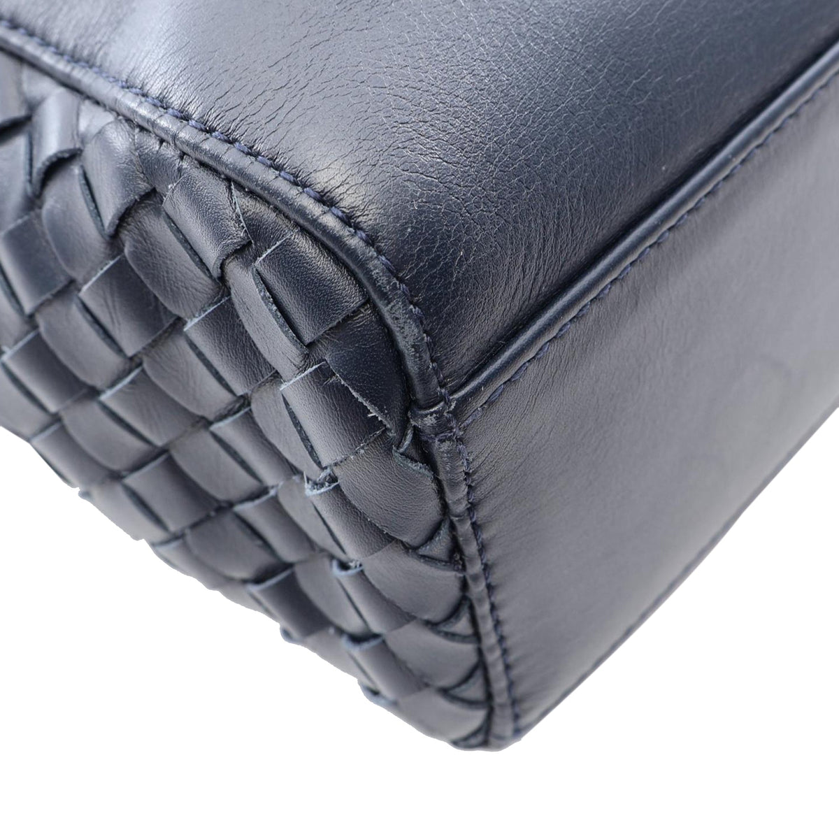 Bottega Veneta Nappa Intrecciato Satchel — Blue