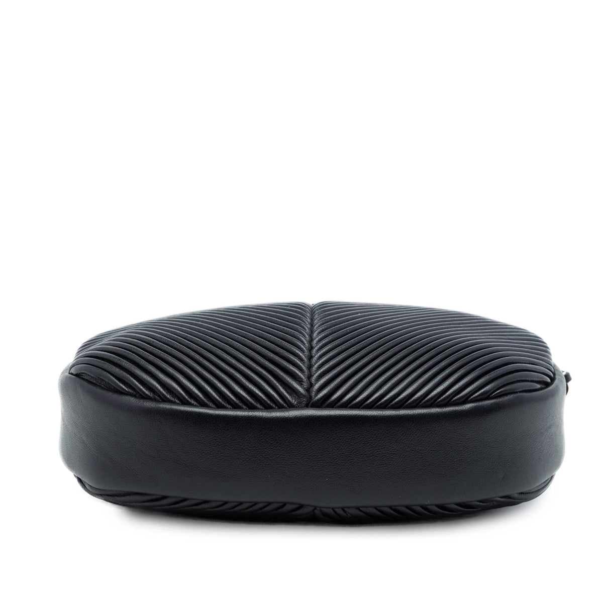 Chanel Chevron Lambskin Pleated Oval Camera Bag — Black