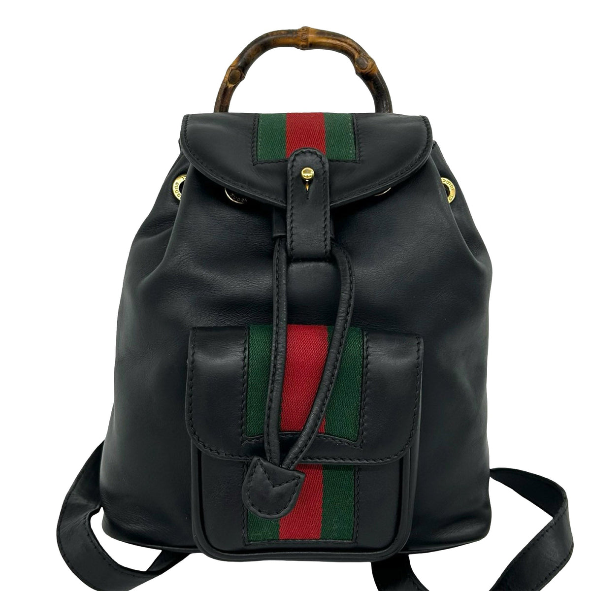 Gucci Calfskin Bamboo Web Drawstring Backpack