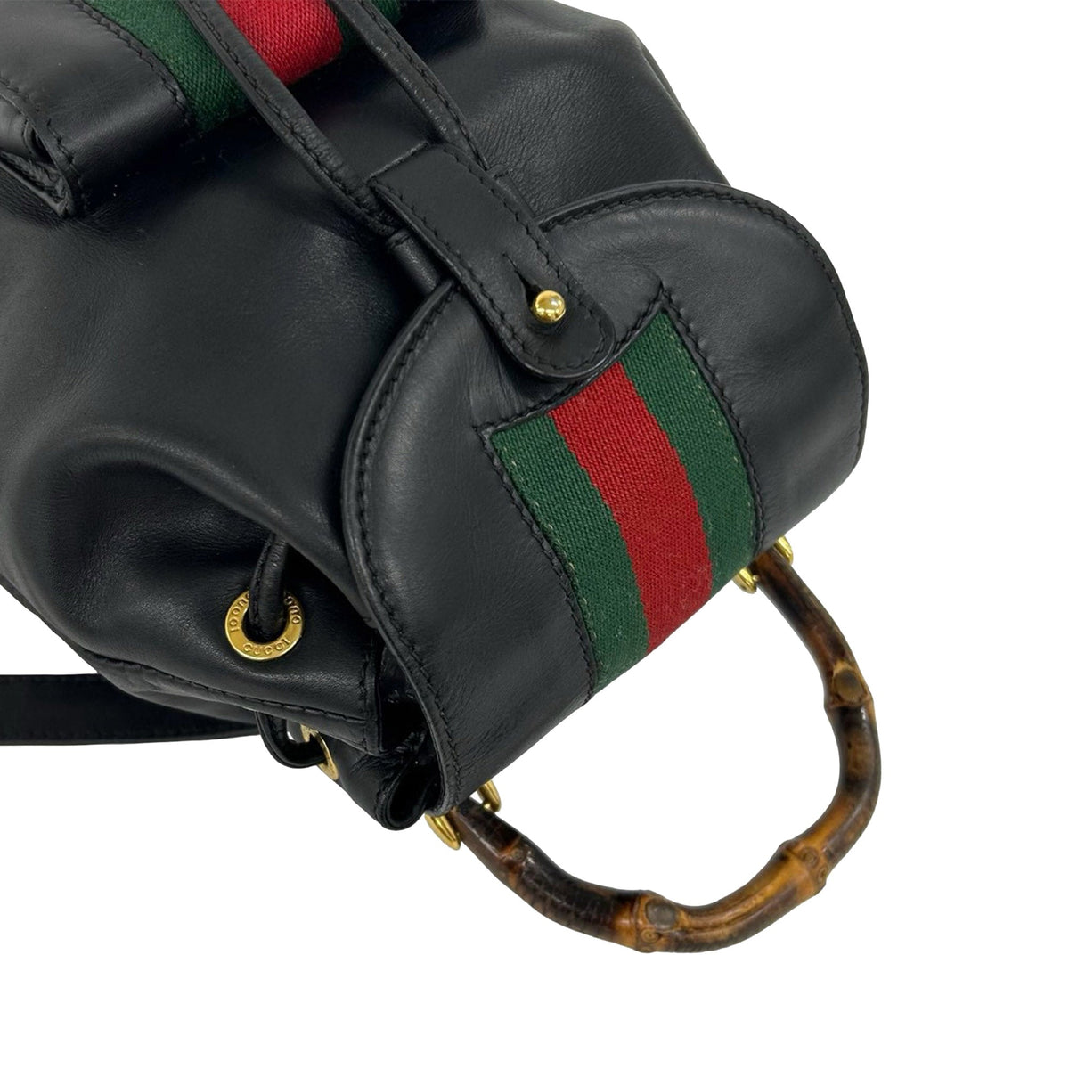 Gucci Calfskin Bamboo Web Drawstring Backpack