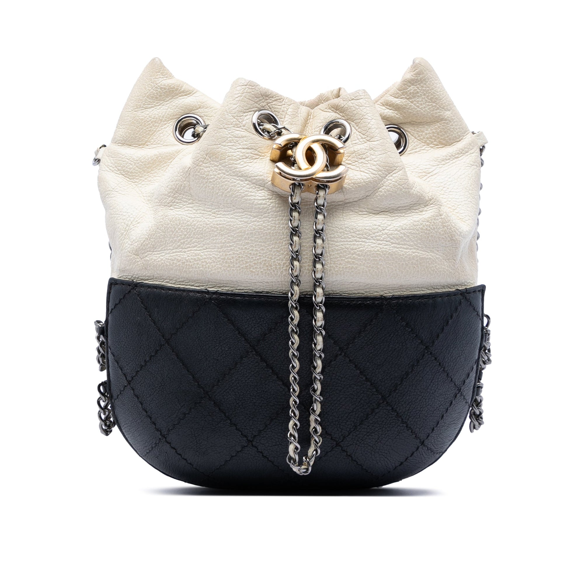 Chanel Small Bicolor Quilted Calfskin Gabrielle Bucket Bag