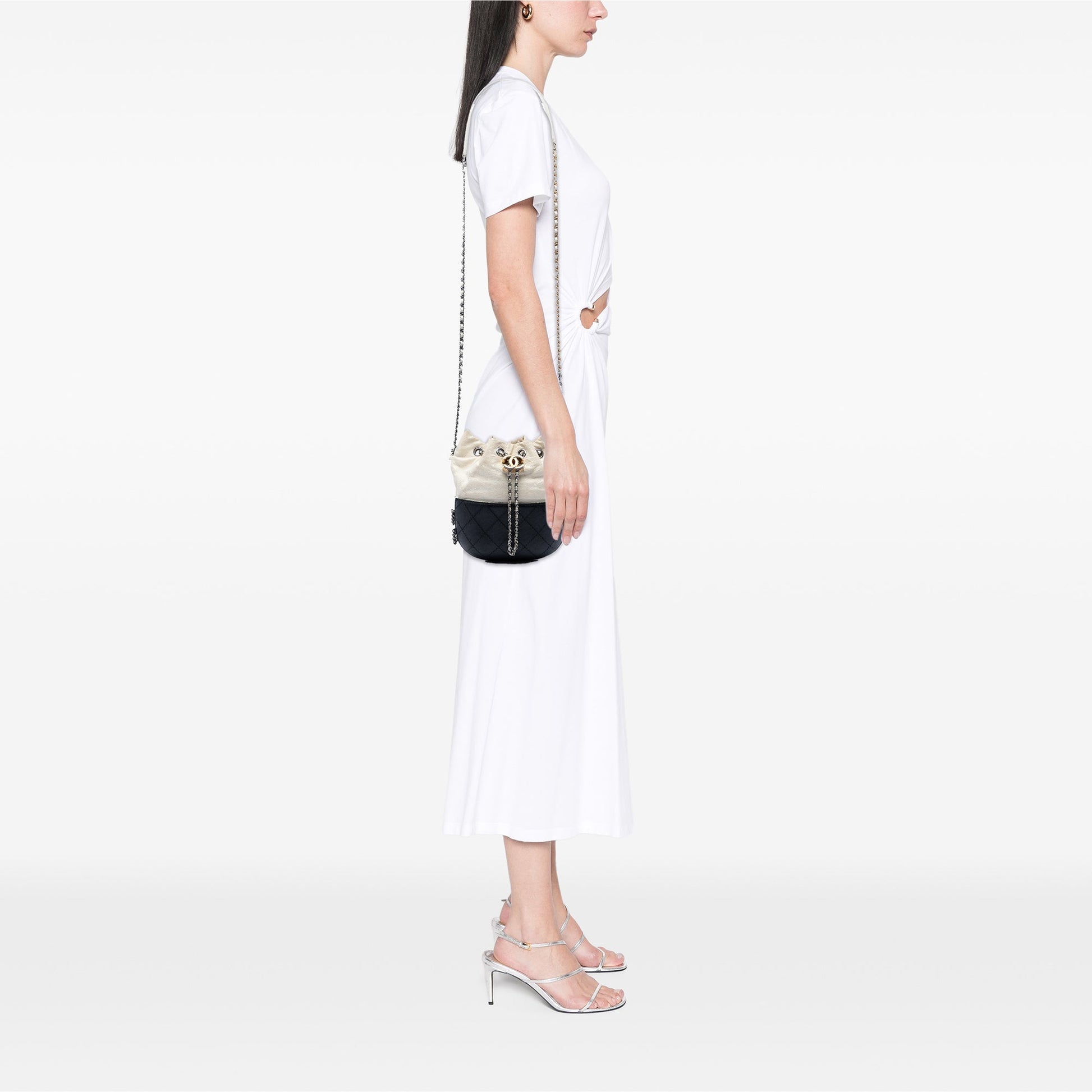 Chanel Small Bicolor Quilted Calfskin Gabrielle Bucket Bag