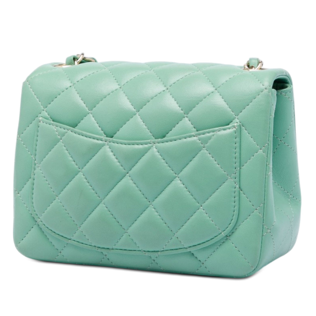Chanel Mini Square Classic Lambskin Single Flap — Green