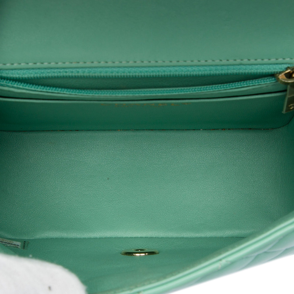 Chanel Mini Square Classic Lambskin Single Flap — Green
