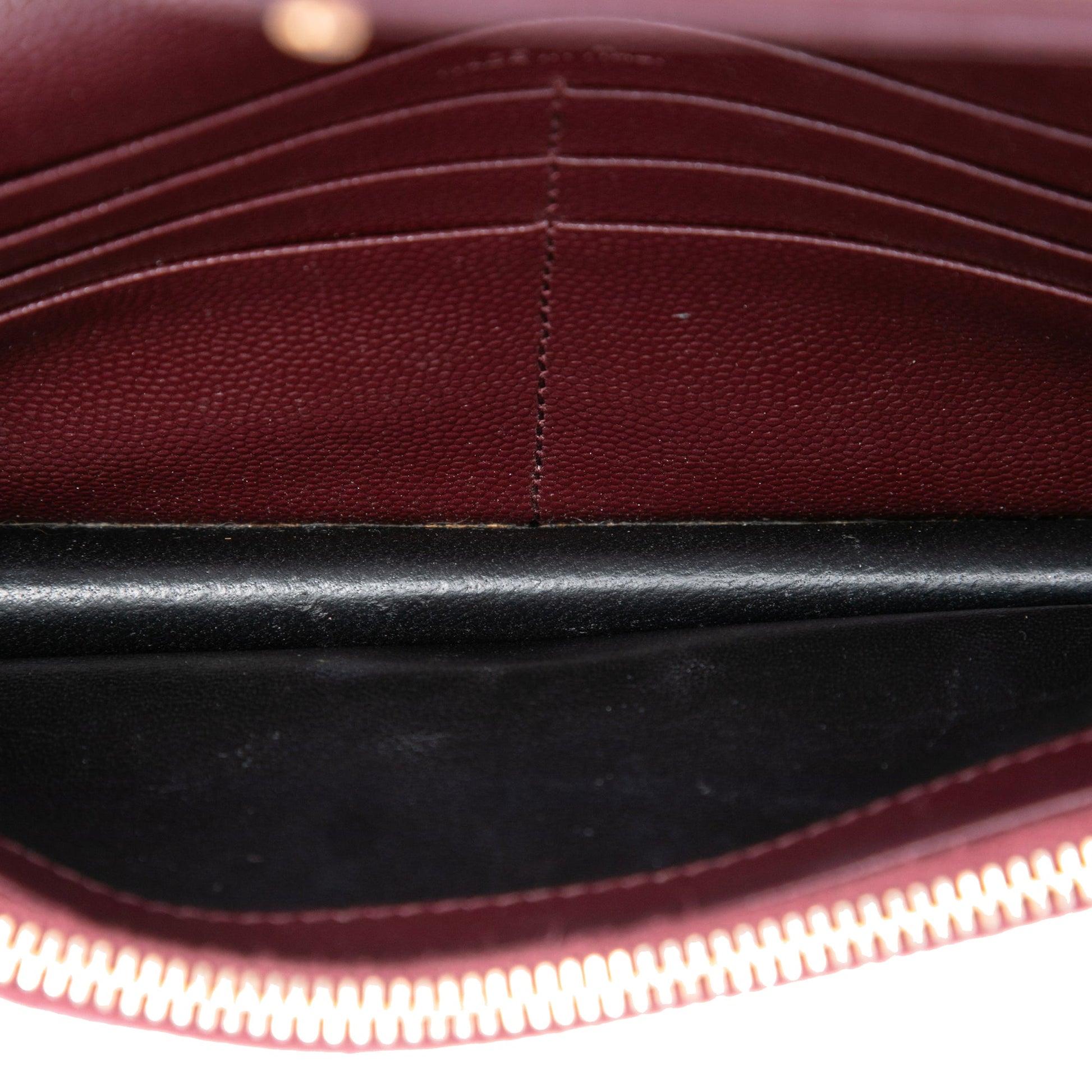 Saint Laurent Grain De Poudre Matelasse Chevron Monogram Chain Wallet
