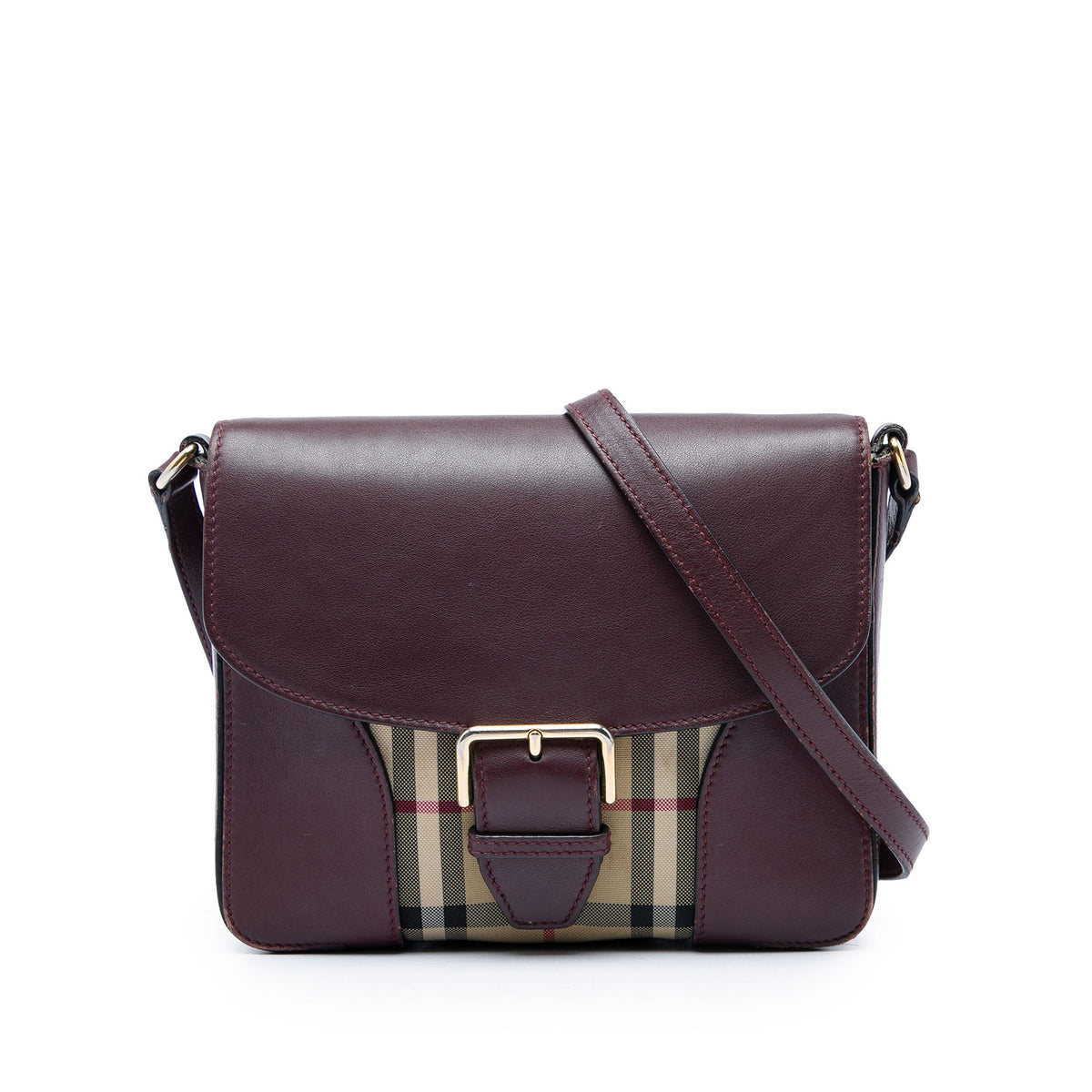 Burberry Small Haymarket Check Nylon and Leather Dickens Crossbody