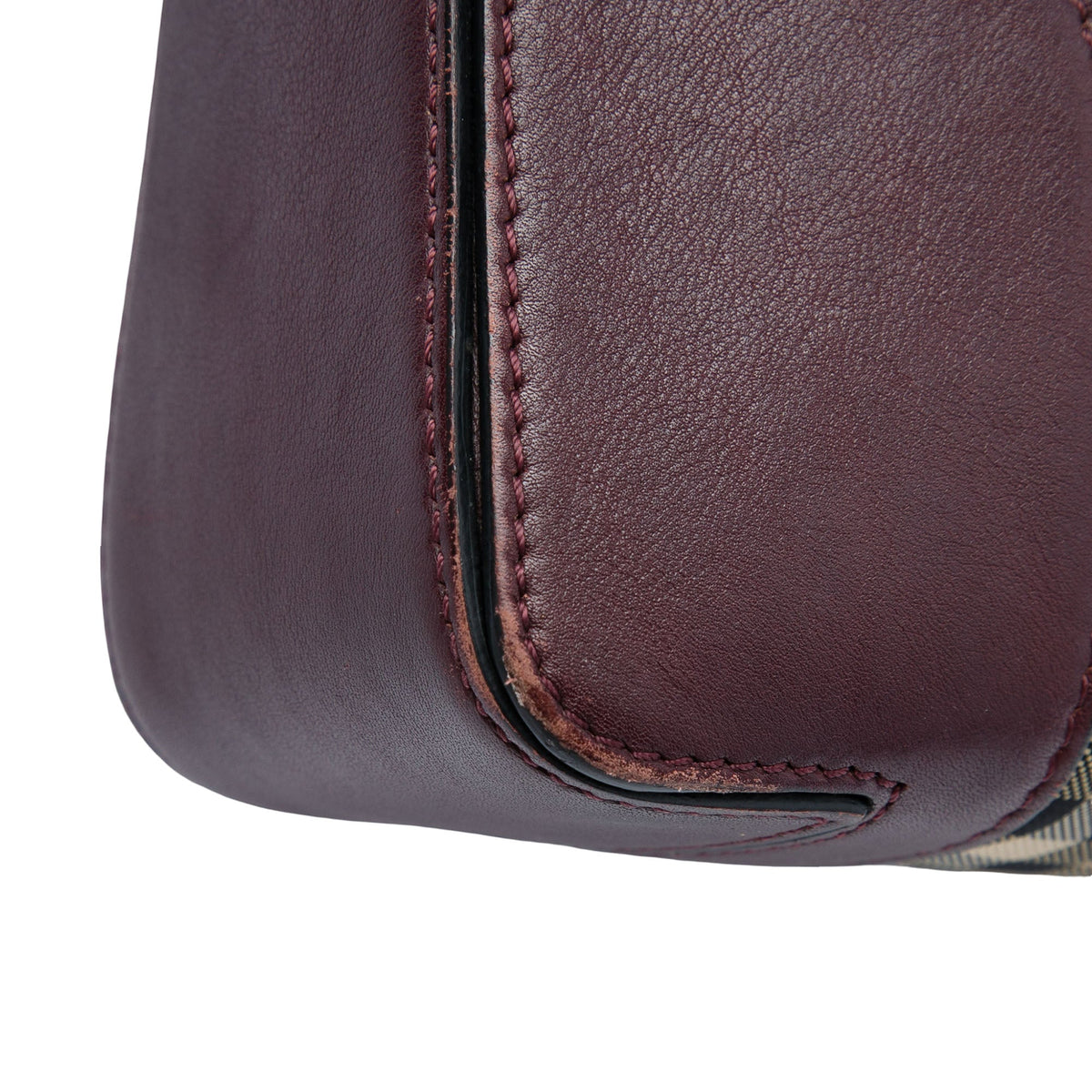 Burberry Small Haymarket Check Nylon and Leather Dickens Crossbody
