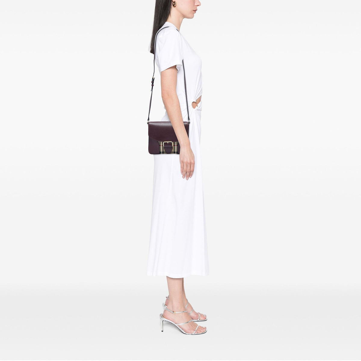 Burberry Small Haymarket Check Nylon and Leather Dickens Crossbody
