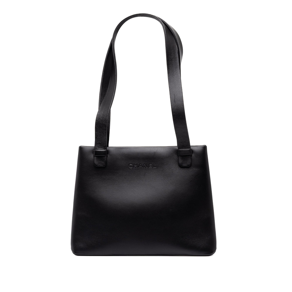 Chanel Mini Calfskin Logo Shoulder Bag — Black