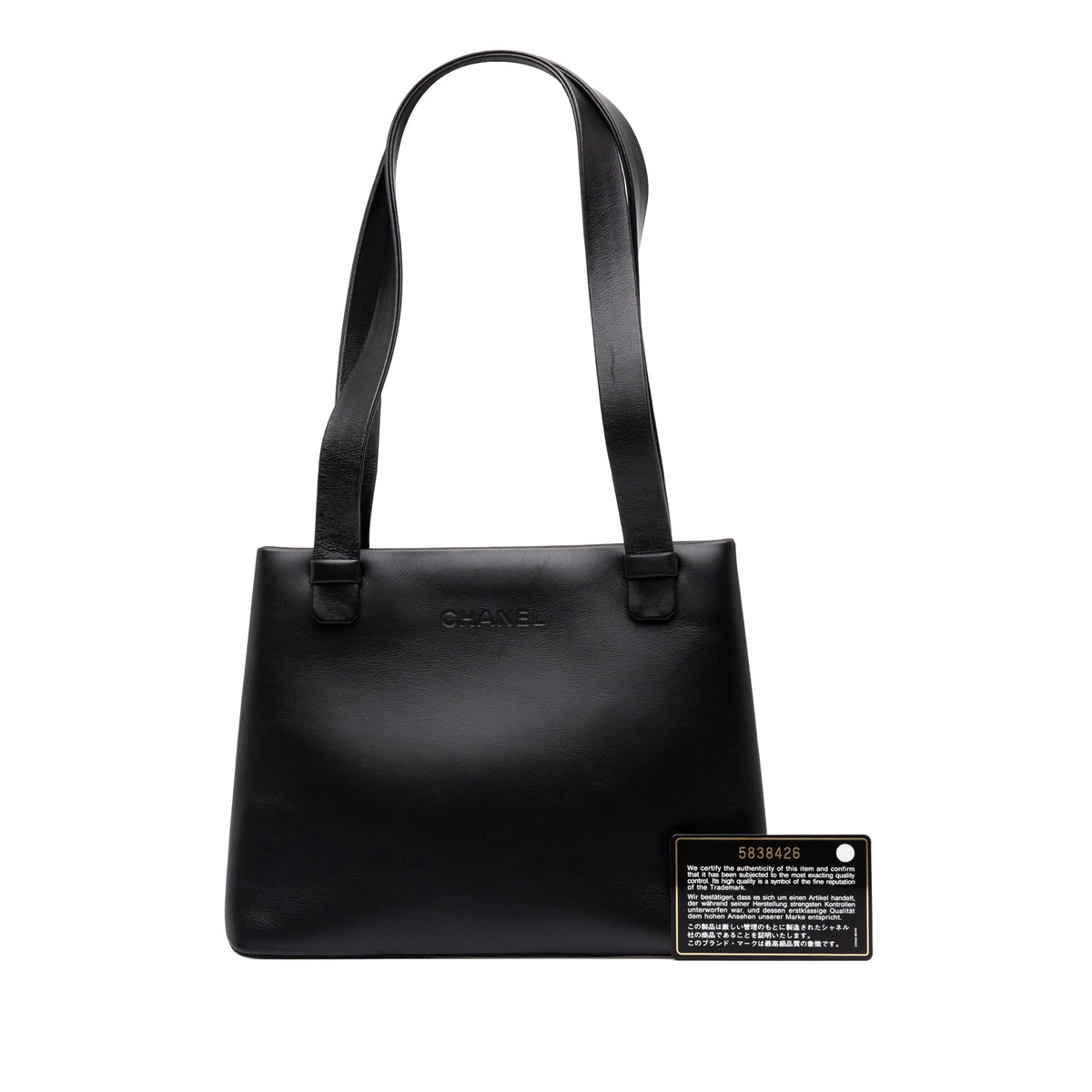 Chanel Mini Calfskin Logo Shoulder Bag — Black