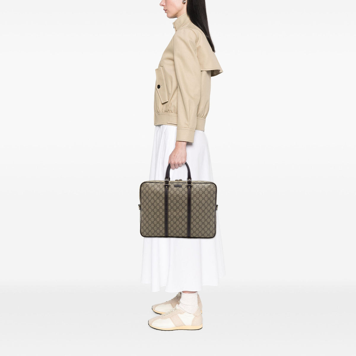 Gucci GG Supreme Business Bag — Beige