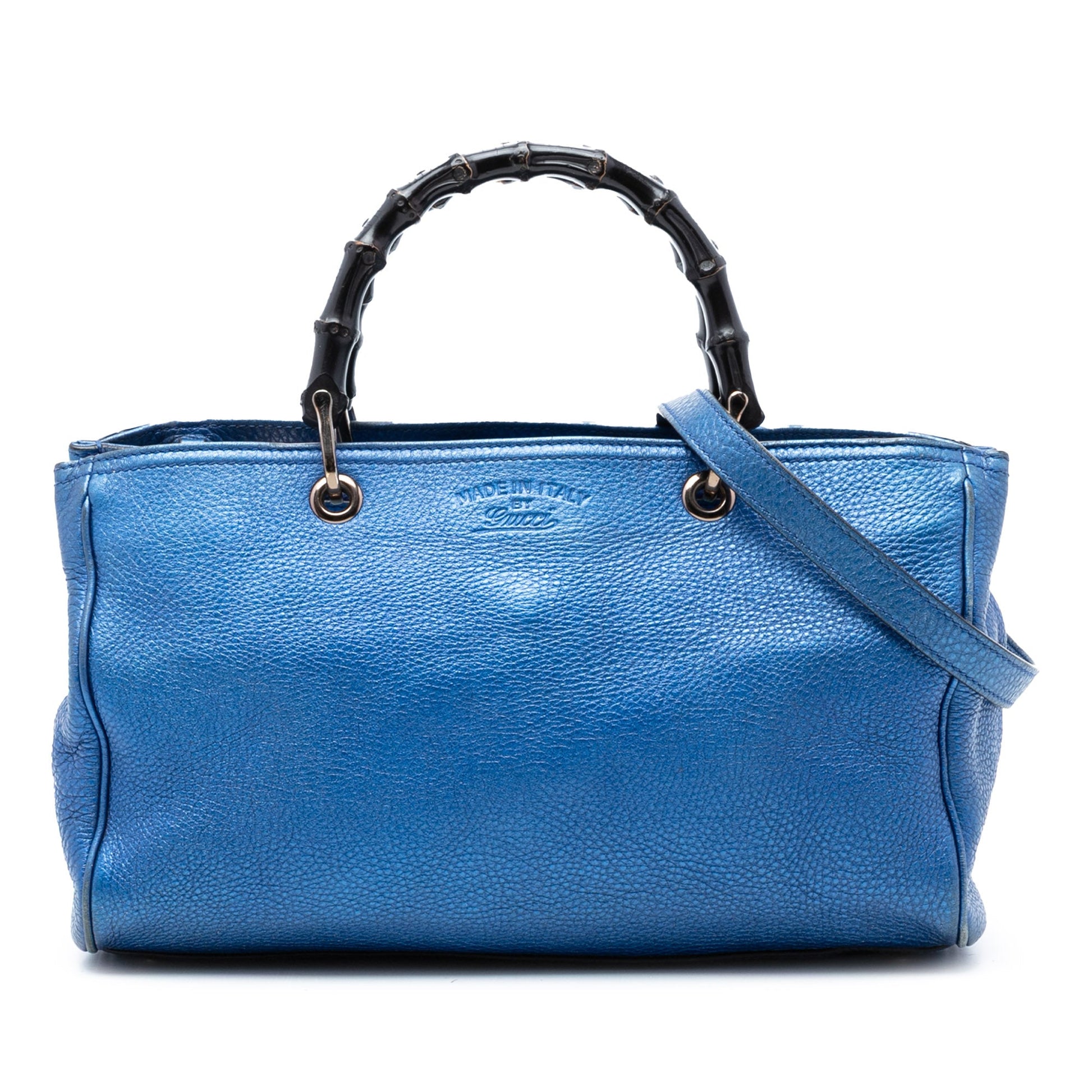 Gucci Medium Metallic Calfskin Bamboo Shopper Satchel