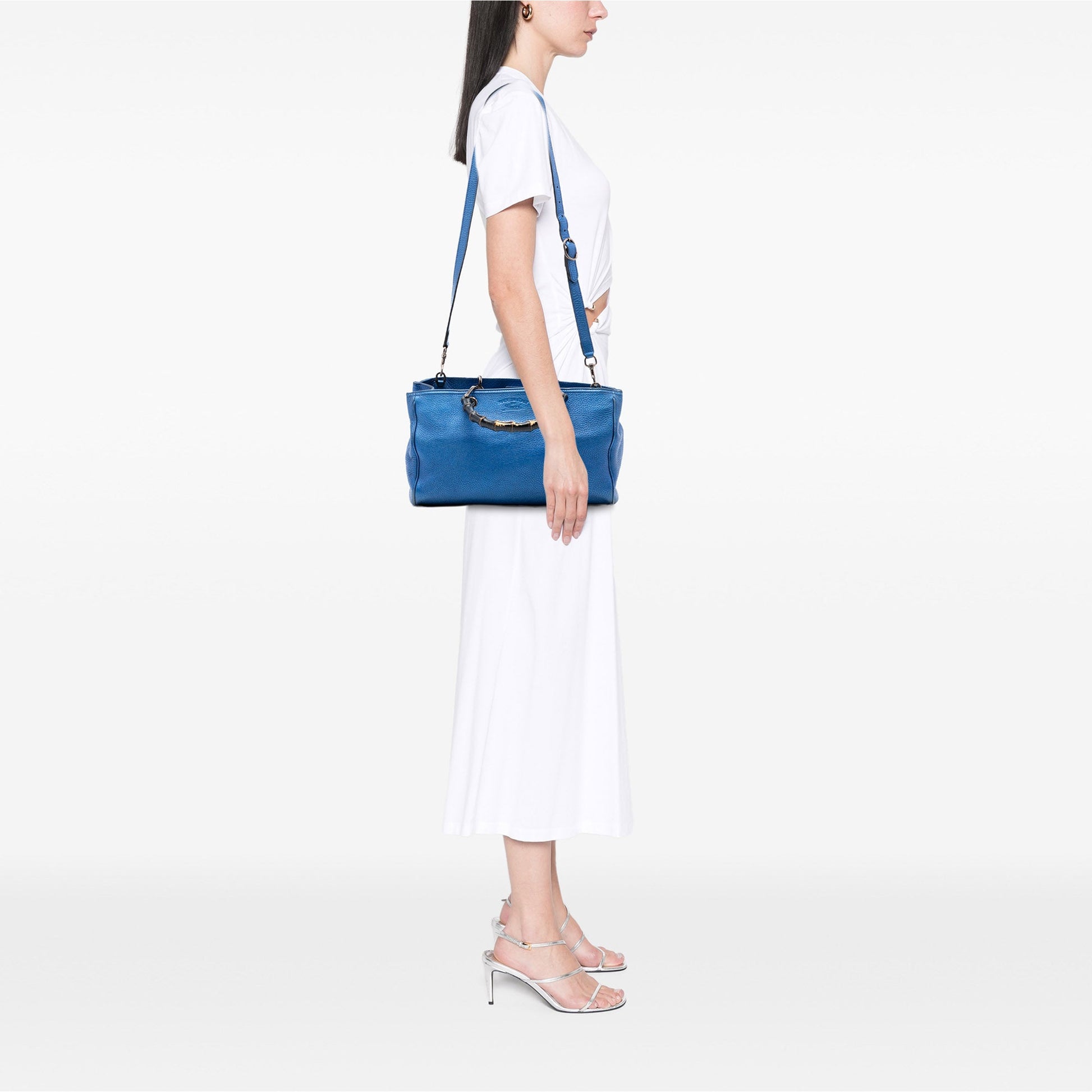 Gucci Medium Metallic Calfskin Bamboo Shopper Satchel