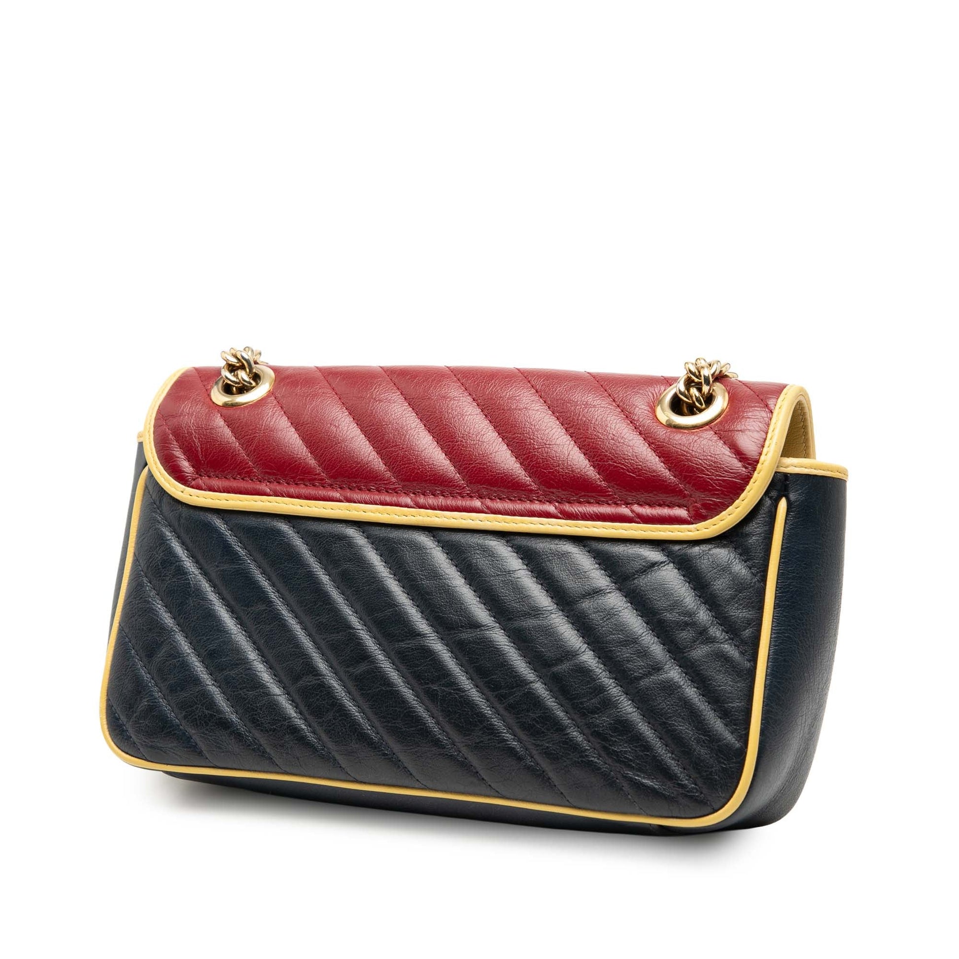 Gucci Medium GG Marmont Bicolor Matelasse Diagonal Leather Torchon Shoulder Bag