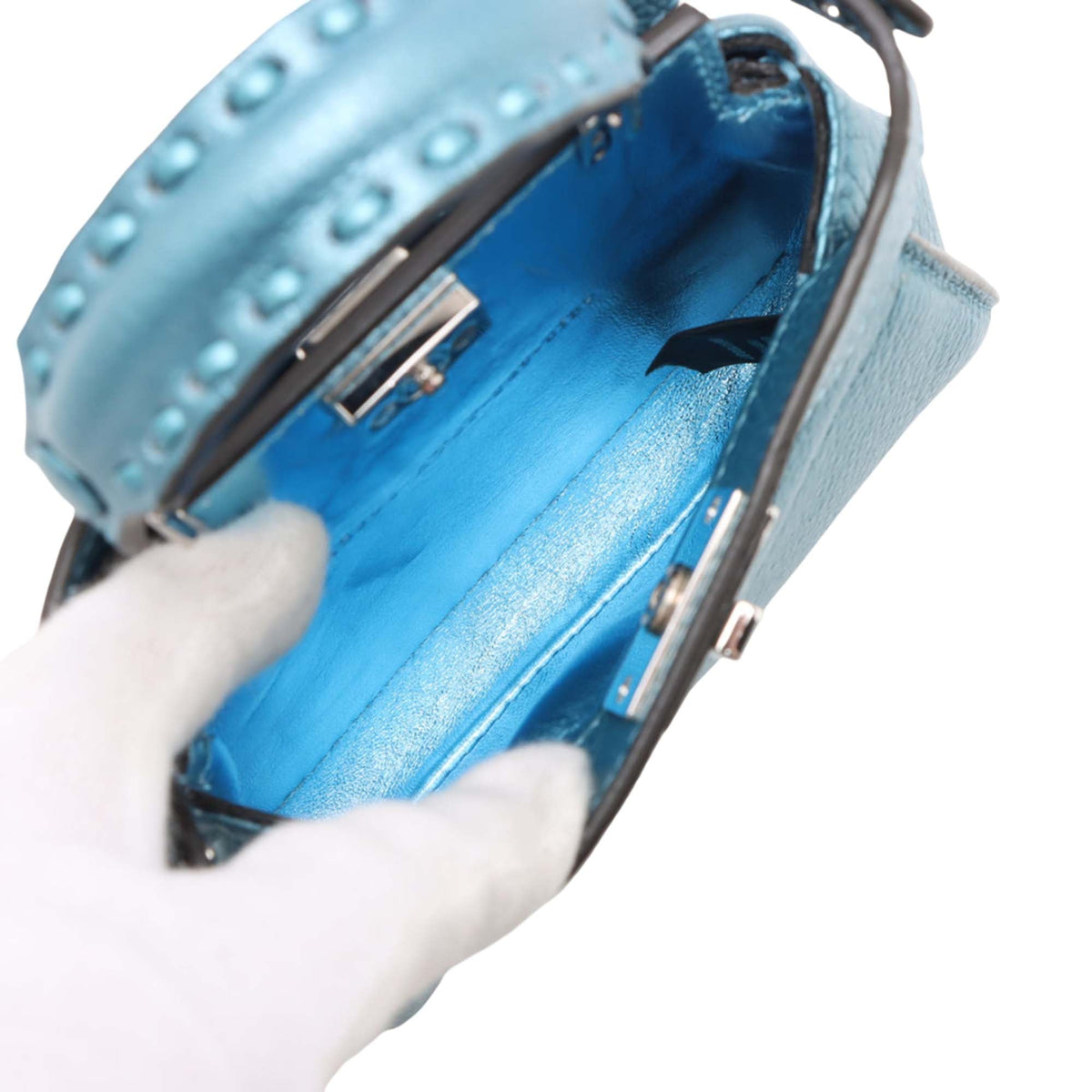 Fendi Nano Nappa Peekaboo Satchel — Blue