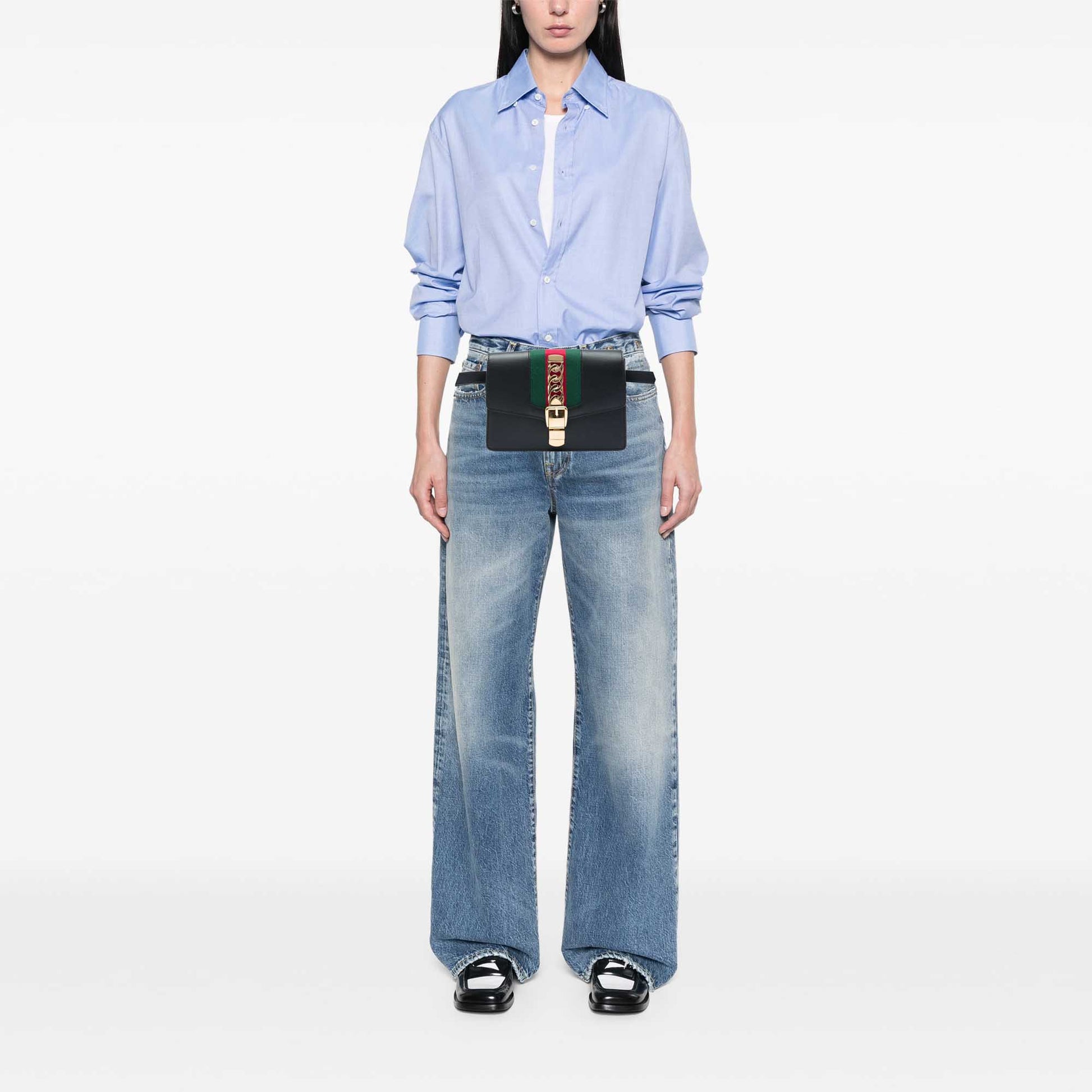 Gucci Calfskin Web Sylvie Belt Bag