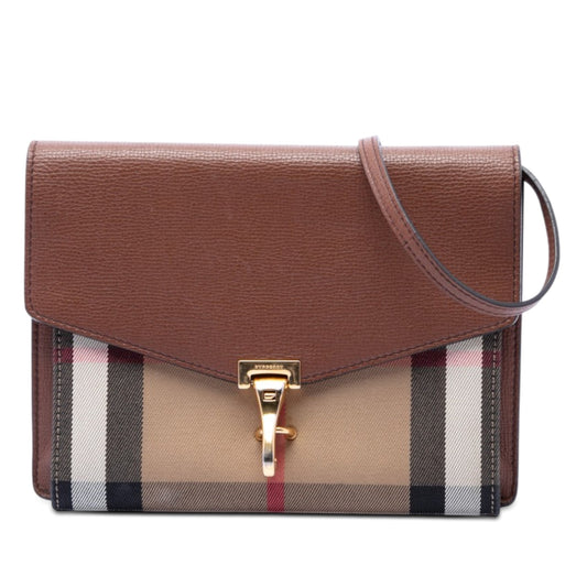 Burberry Small Leather and House Check Canvas Derby Macken Crossbody