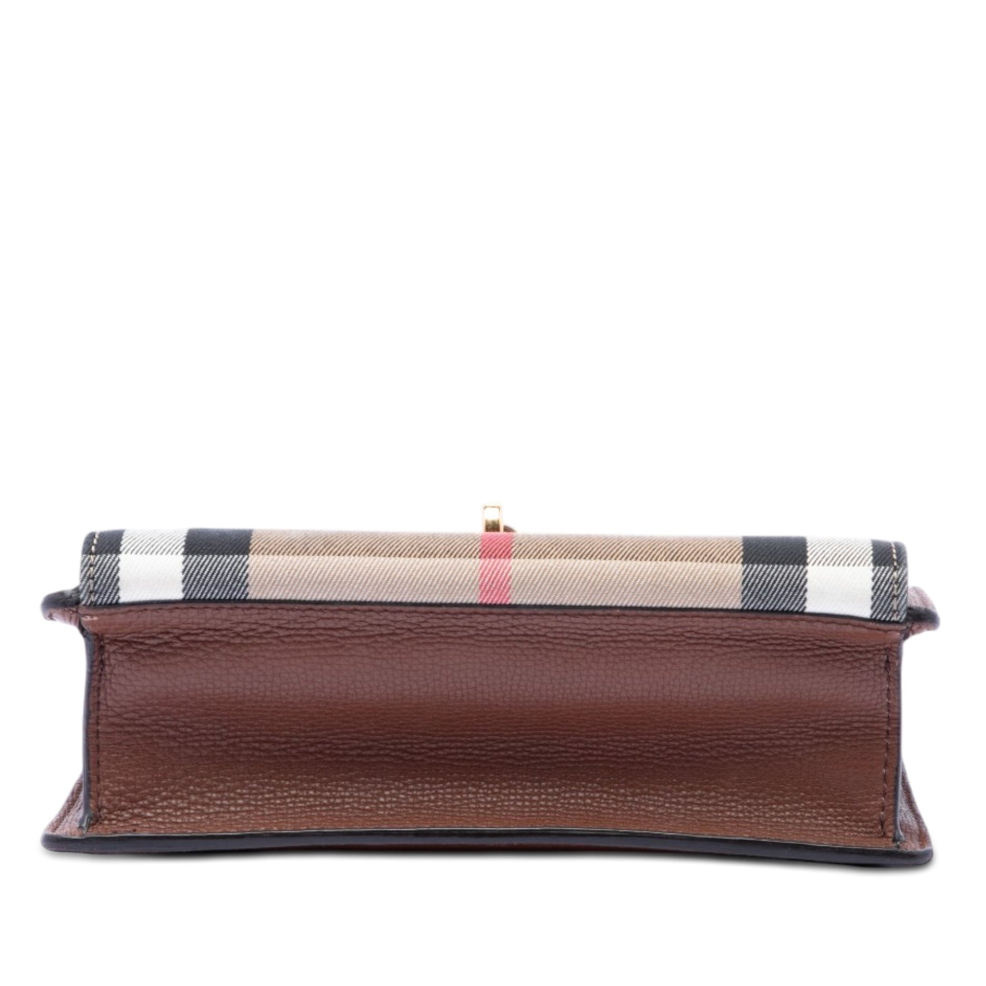 Burberry Small Leather and House Check Canvas Derby Macken Crossbody