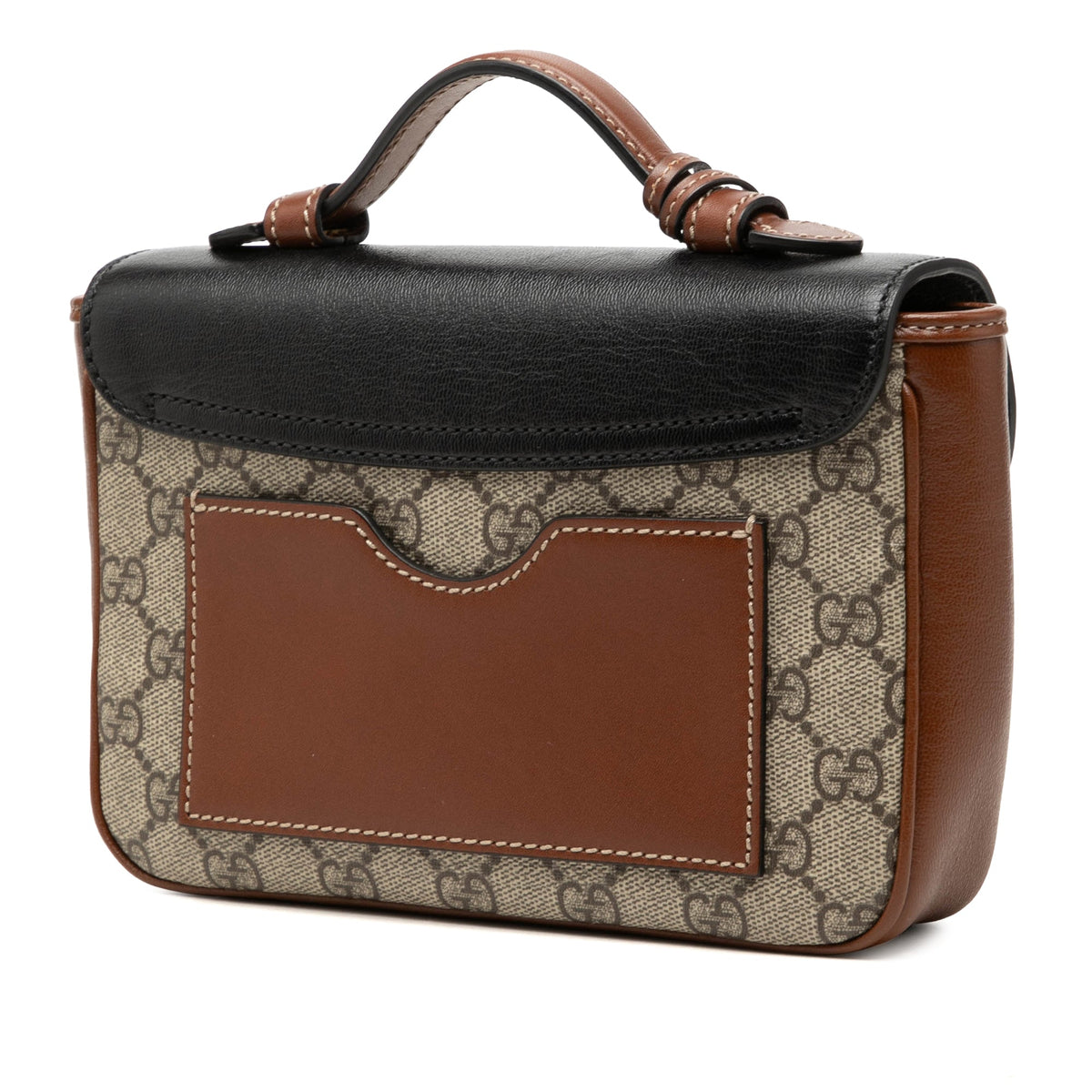 Gucci Mini GG Supreme and Calfskin Padlock Flap Pocket Satchel