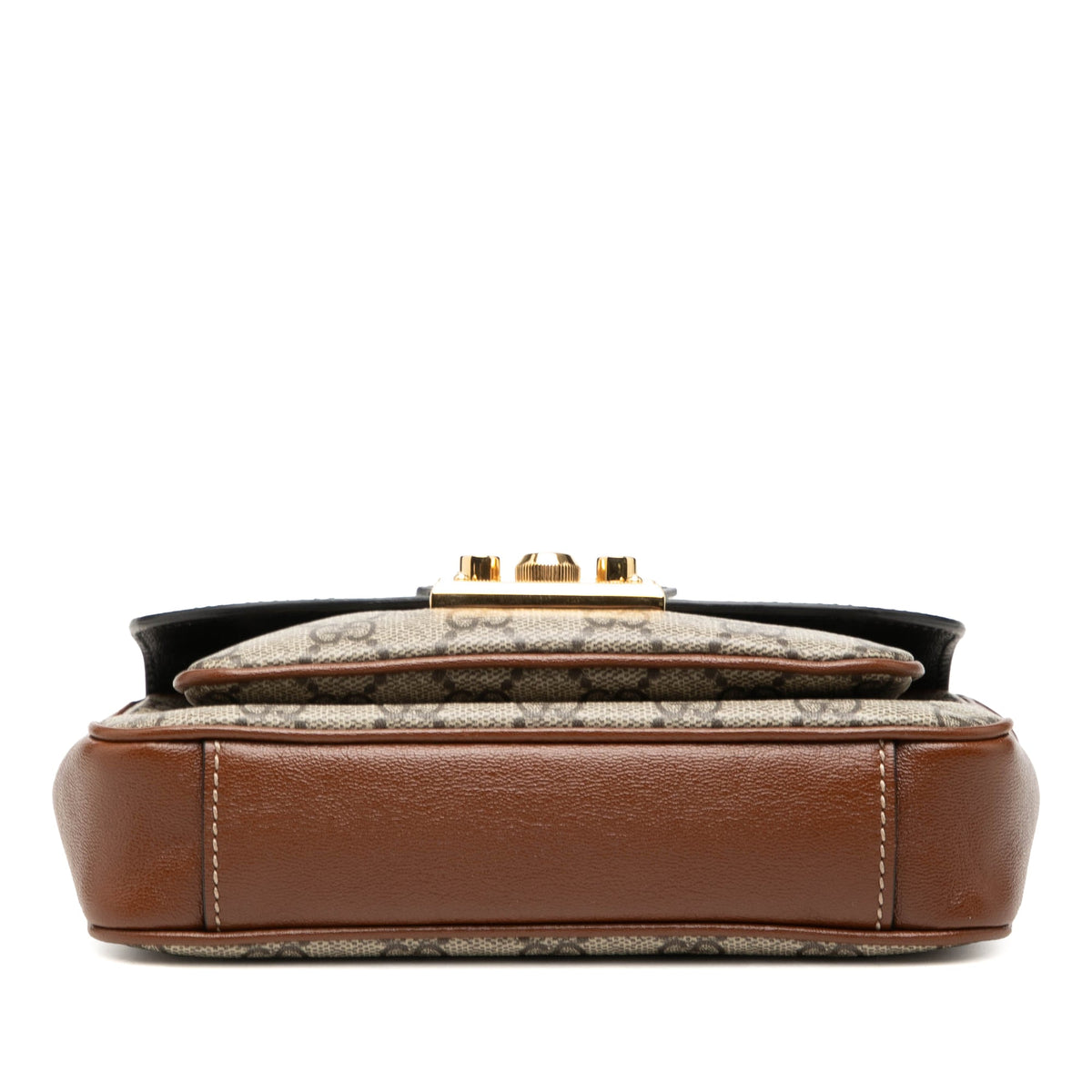 Gucci Mini GG Supreme and Calfskin Padlock Flap Pocket Satchel