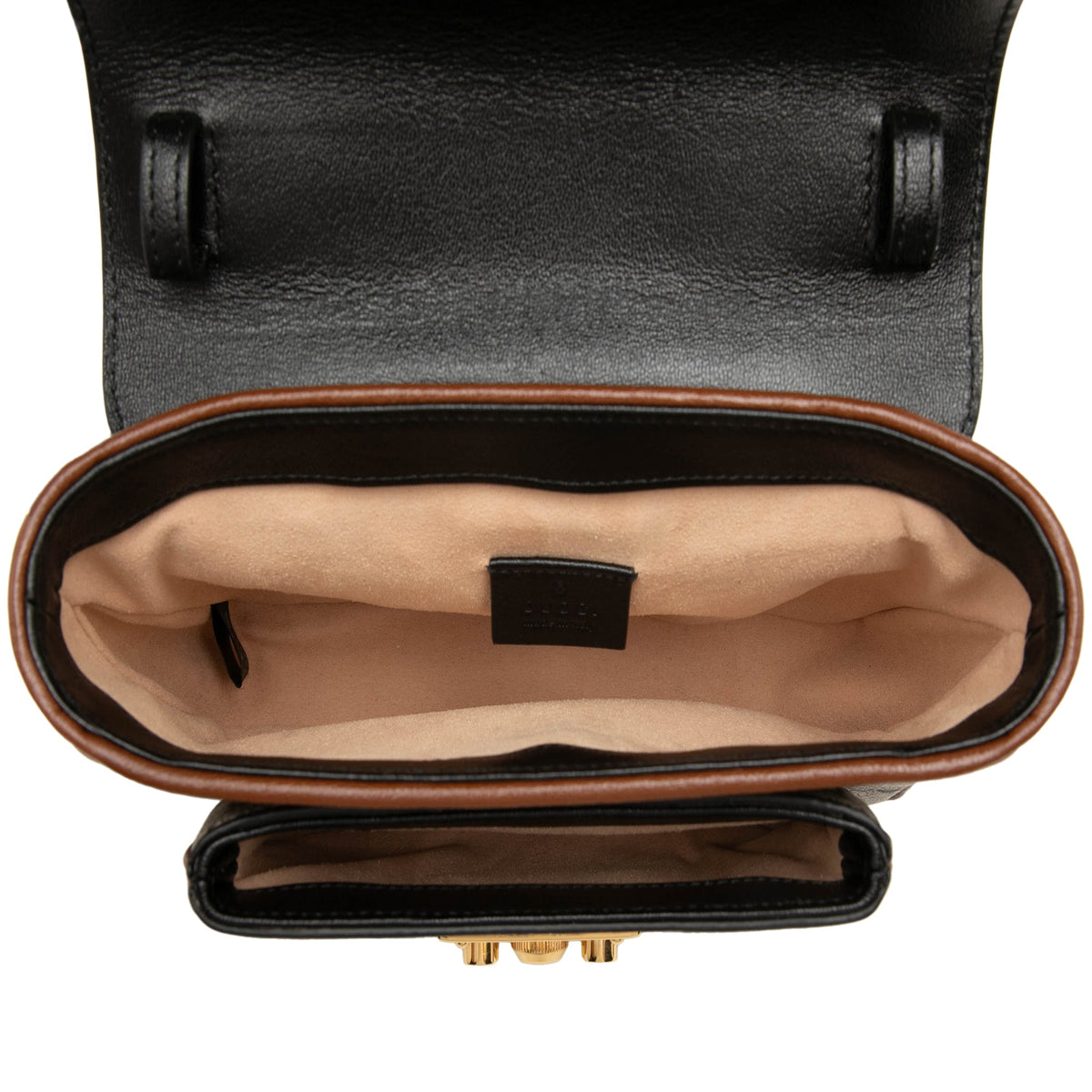 Gucci Mini GG Supreme and Calfskin Padlock Flap Pocket Satchel