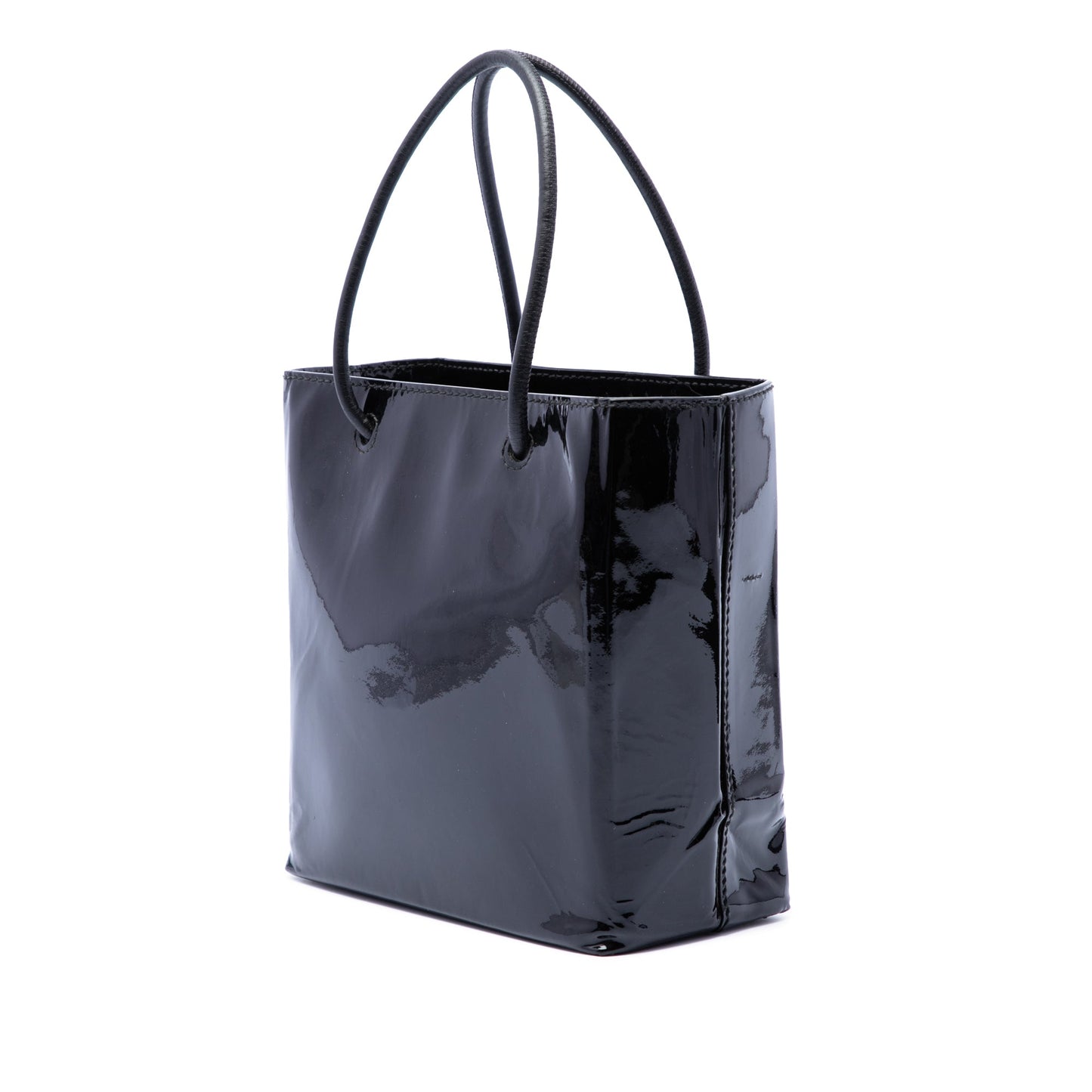 Balenciaga Patent Logo Shopping Tote XXS